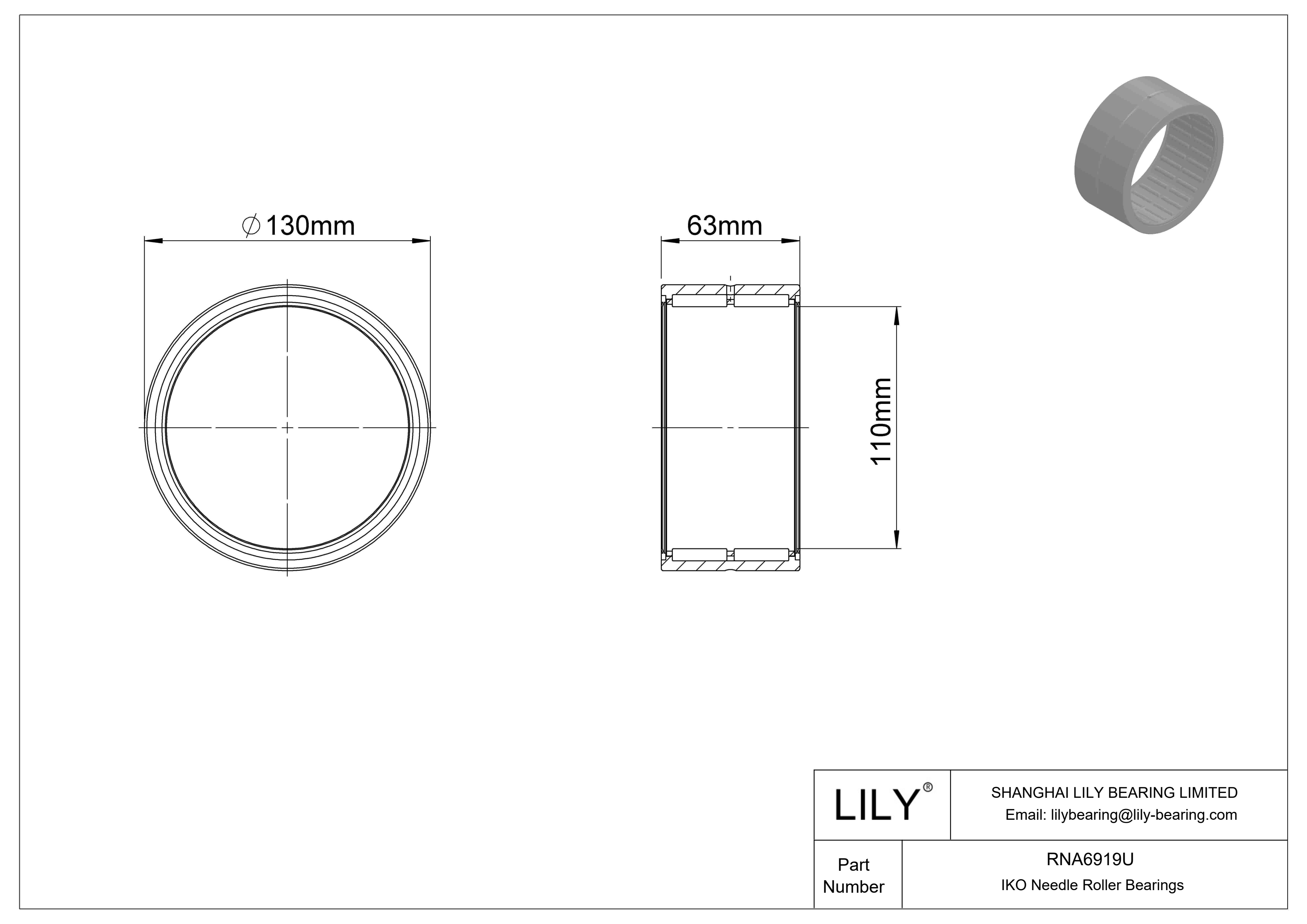 RNA6919U Machined Type Needle Roller Bearings cad drawing