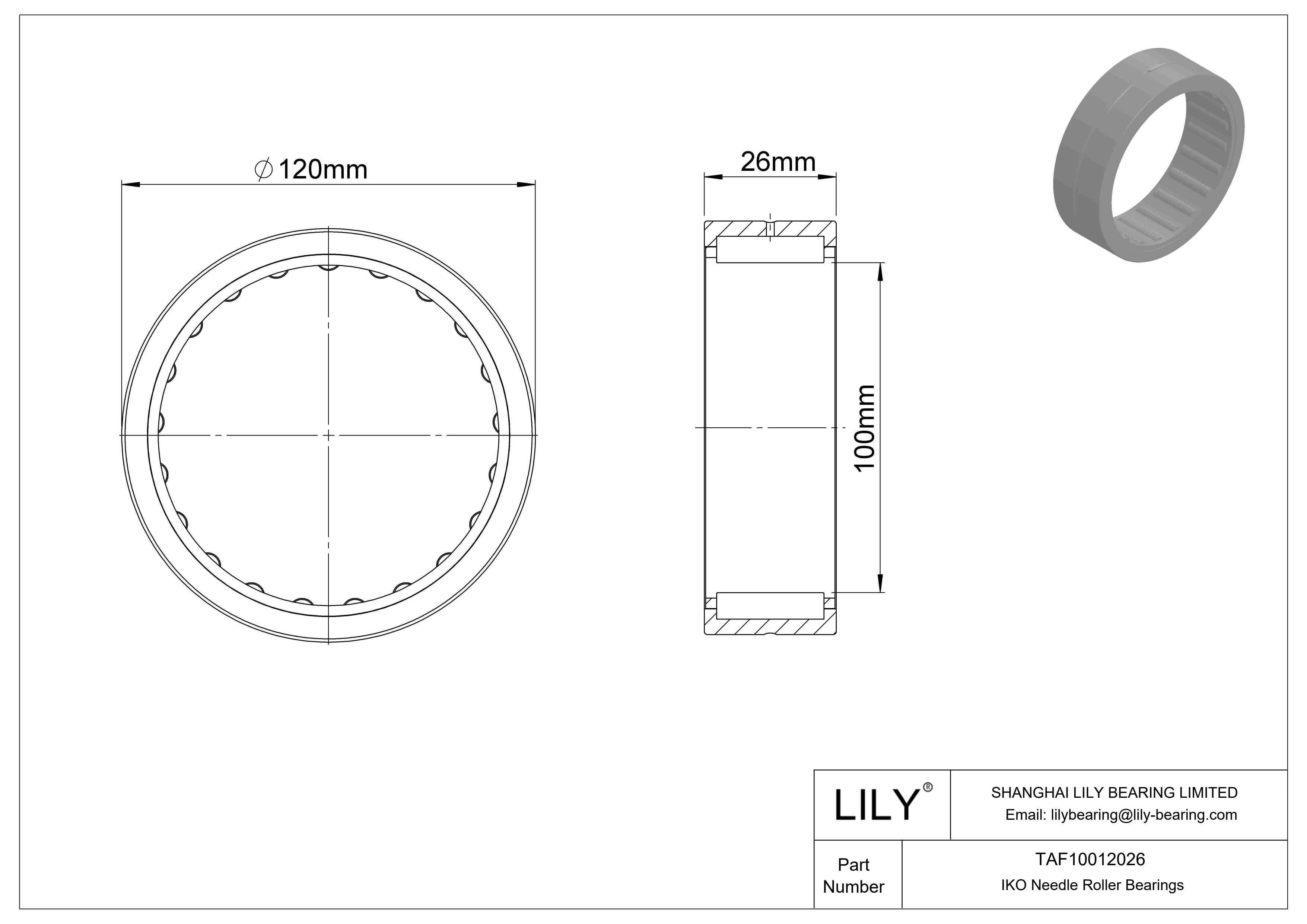 TAF10012026 Machined Type Needle Roller Bearings cad drawing