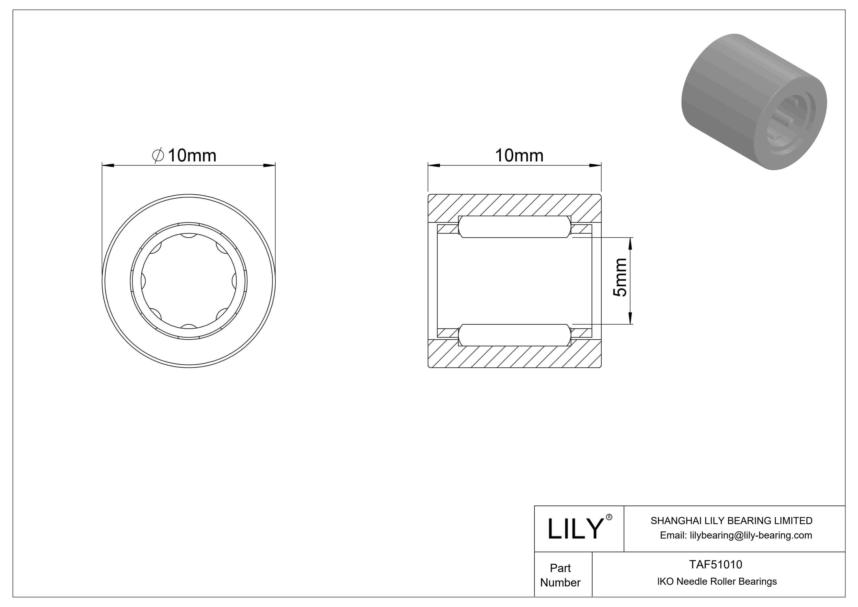 TAF51010 Machined Type Needle Roller Bearings cad drawing