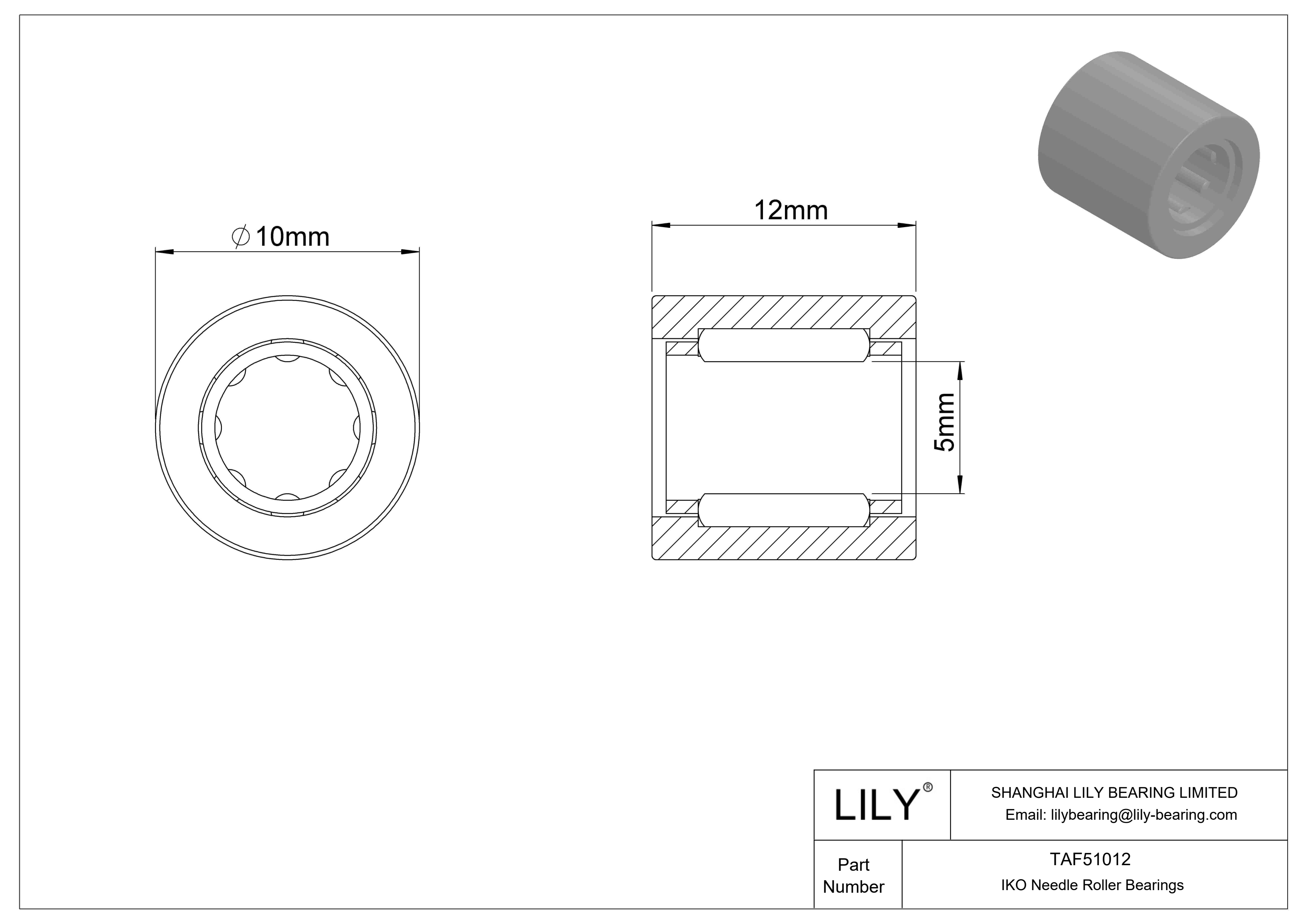 TAF51012 Rodamientos de agujas mecanizados cad drawing