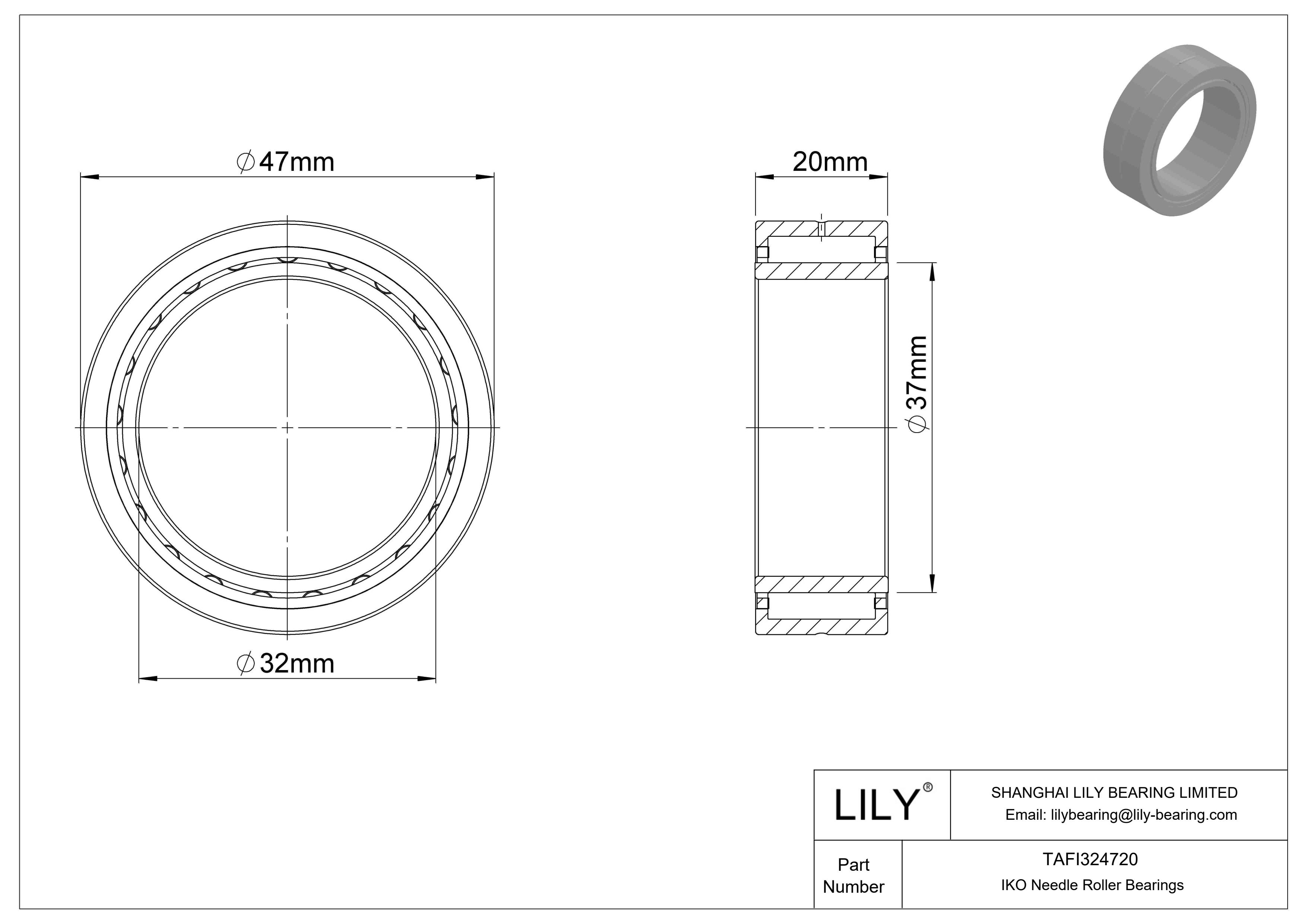 TAFI324720 Machined Type Needle Roller Bearings cad drawing