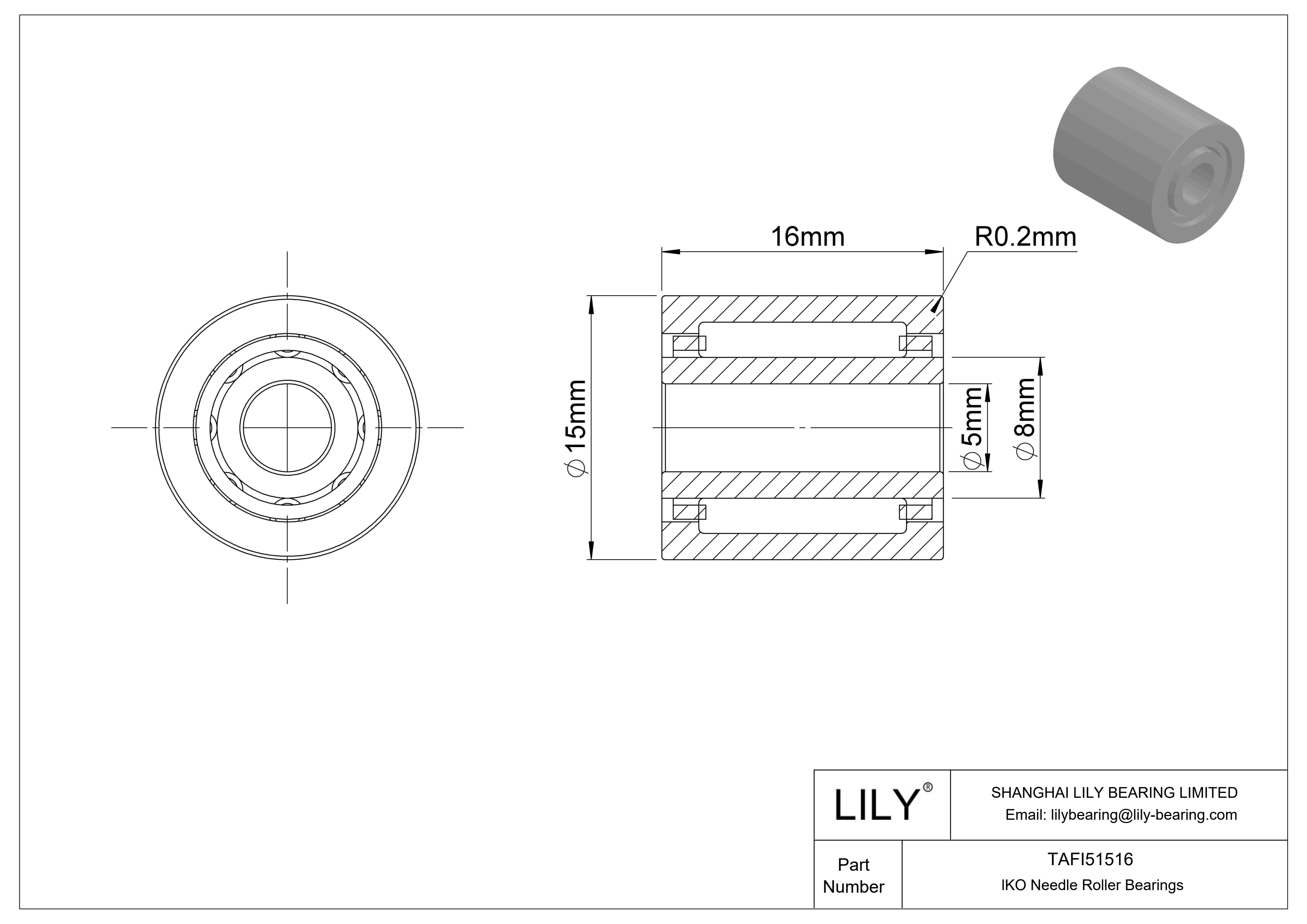 TAFI51516 Machined Type Needle Roller Bearings cad drawing