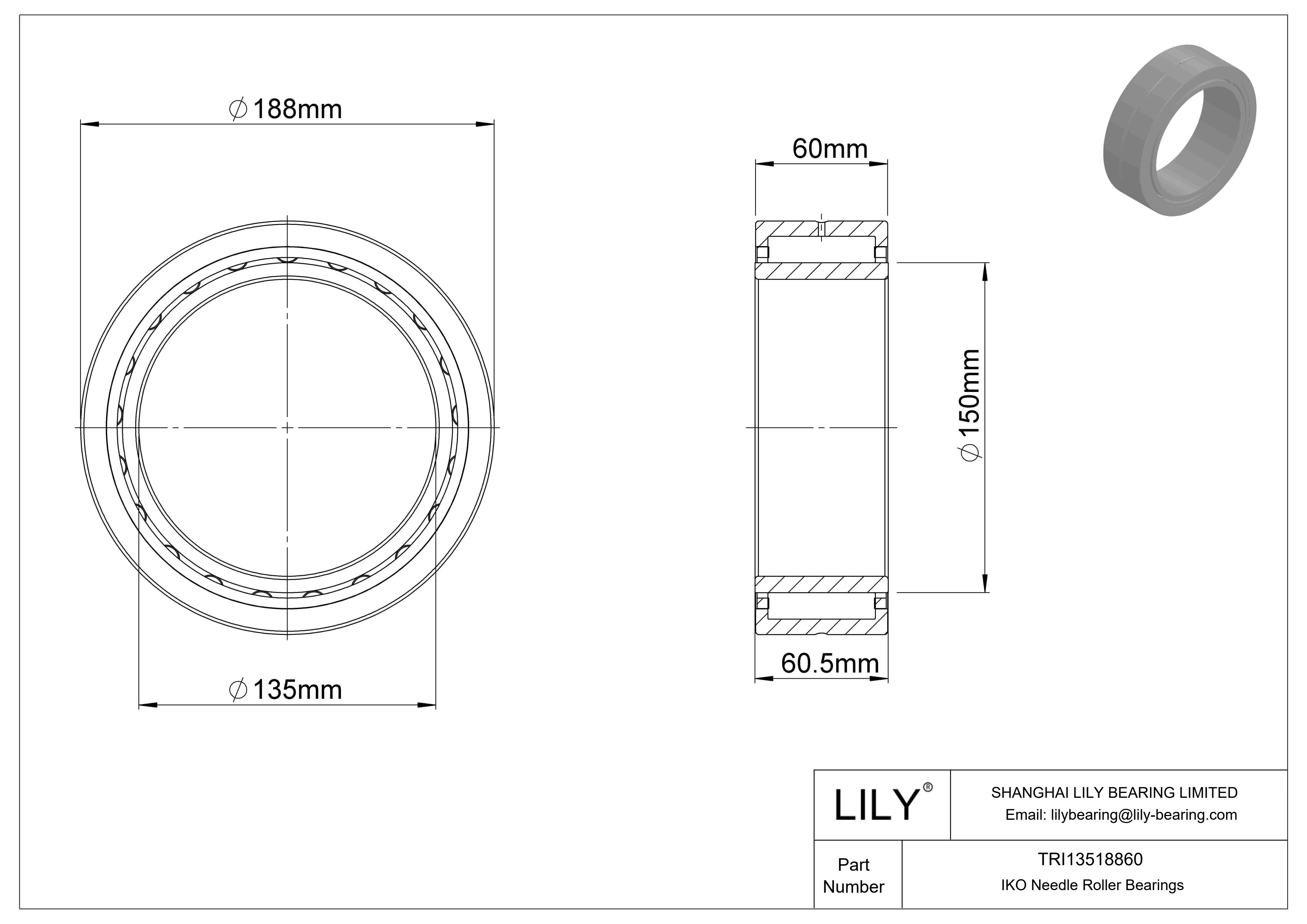 TRI13518860 Machined Type Needle Roller Bearings cad drawing