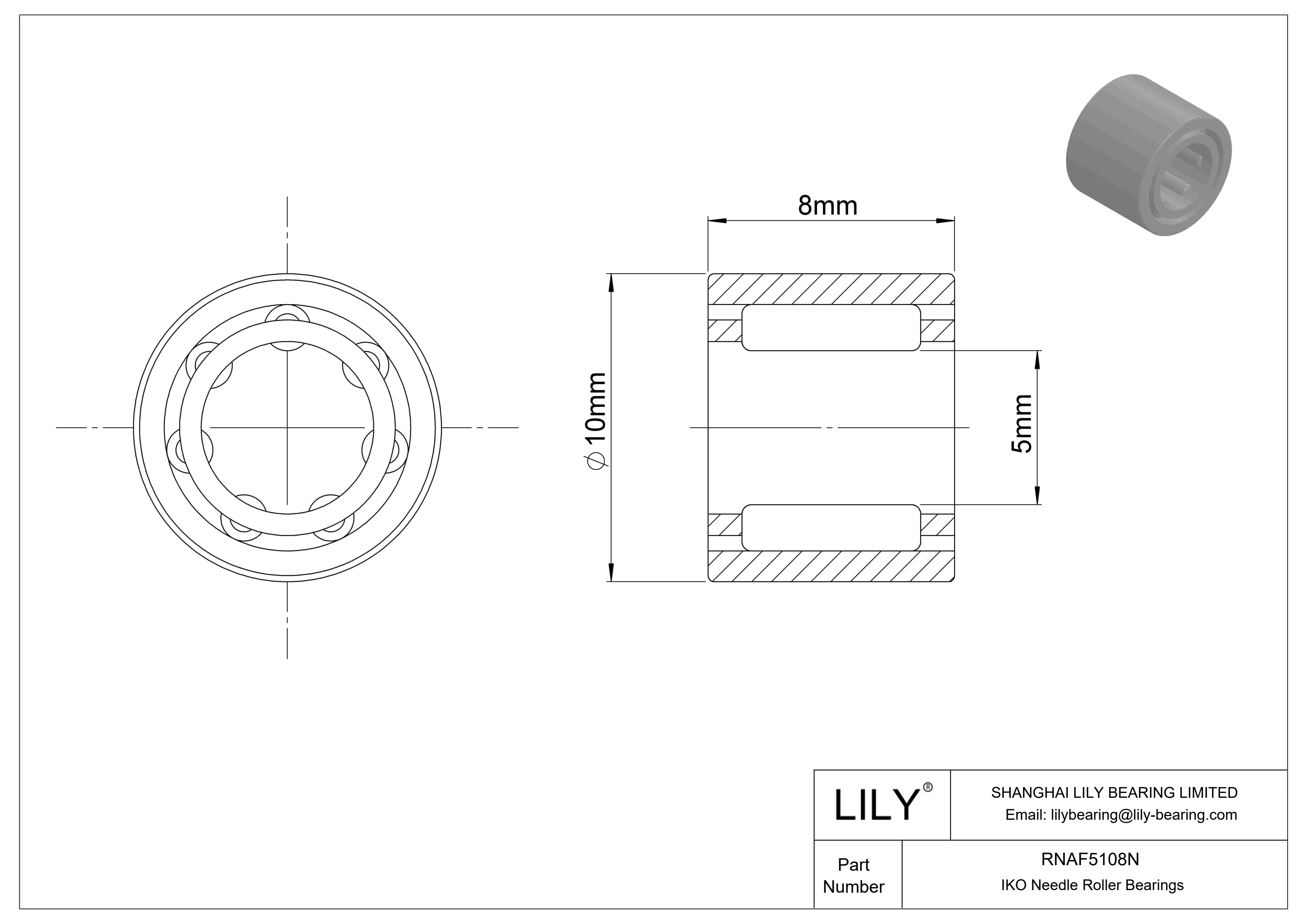 RNAF5108N 可分离保持架滚针轴承 cad drawing