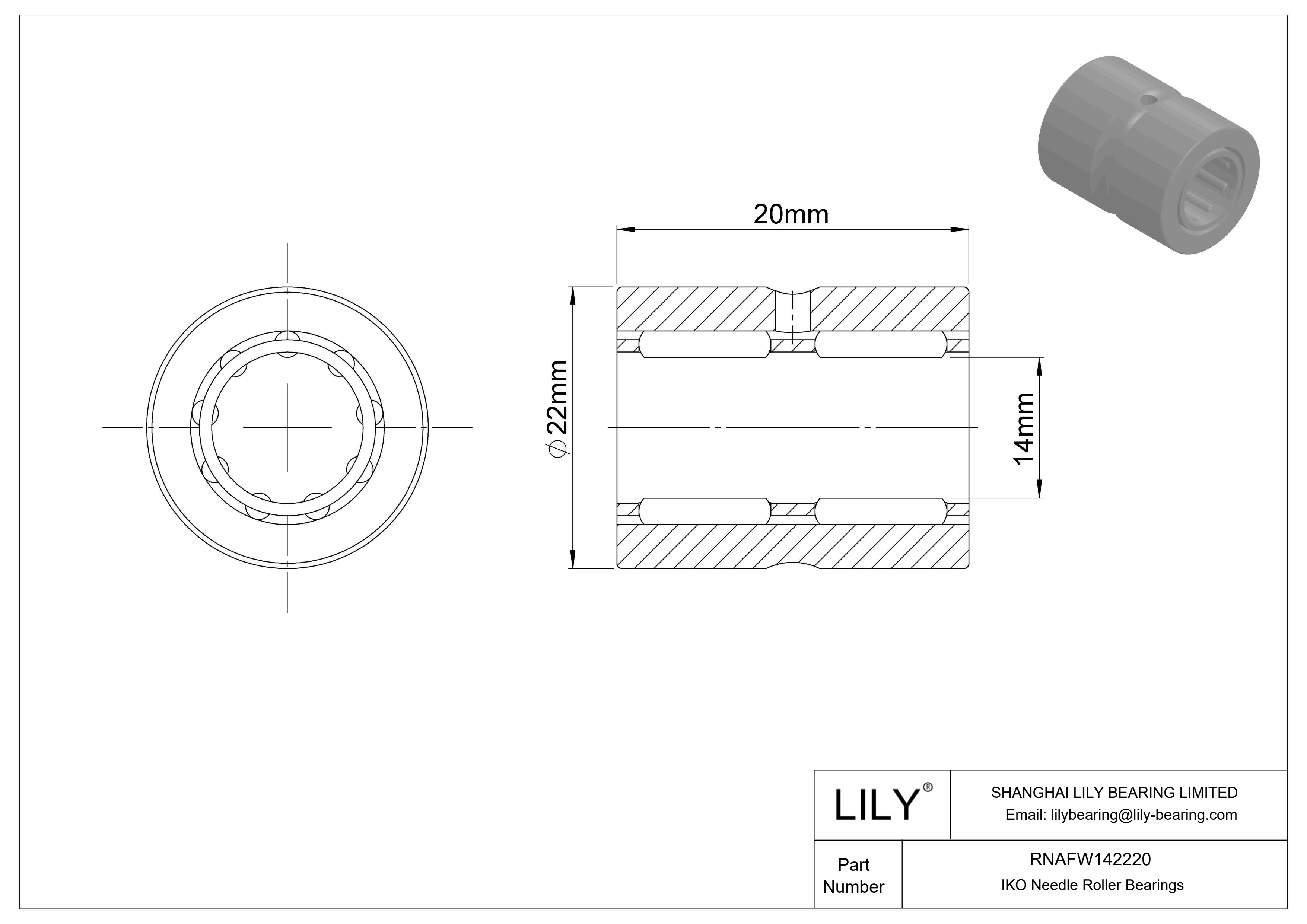 RNAFW142220 可分离保持架滚针轴承 cad drawing