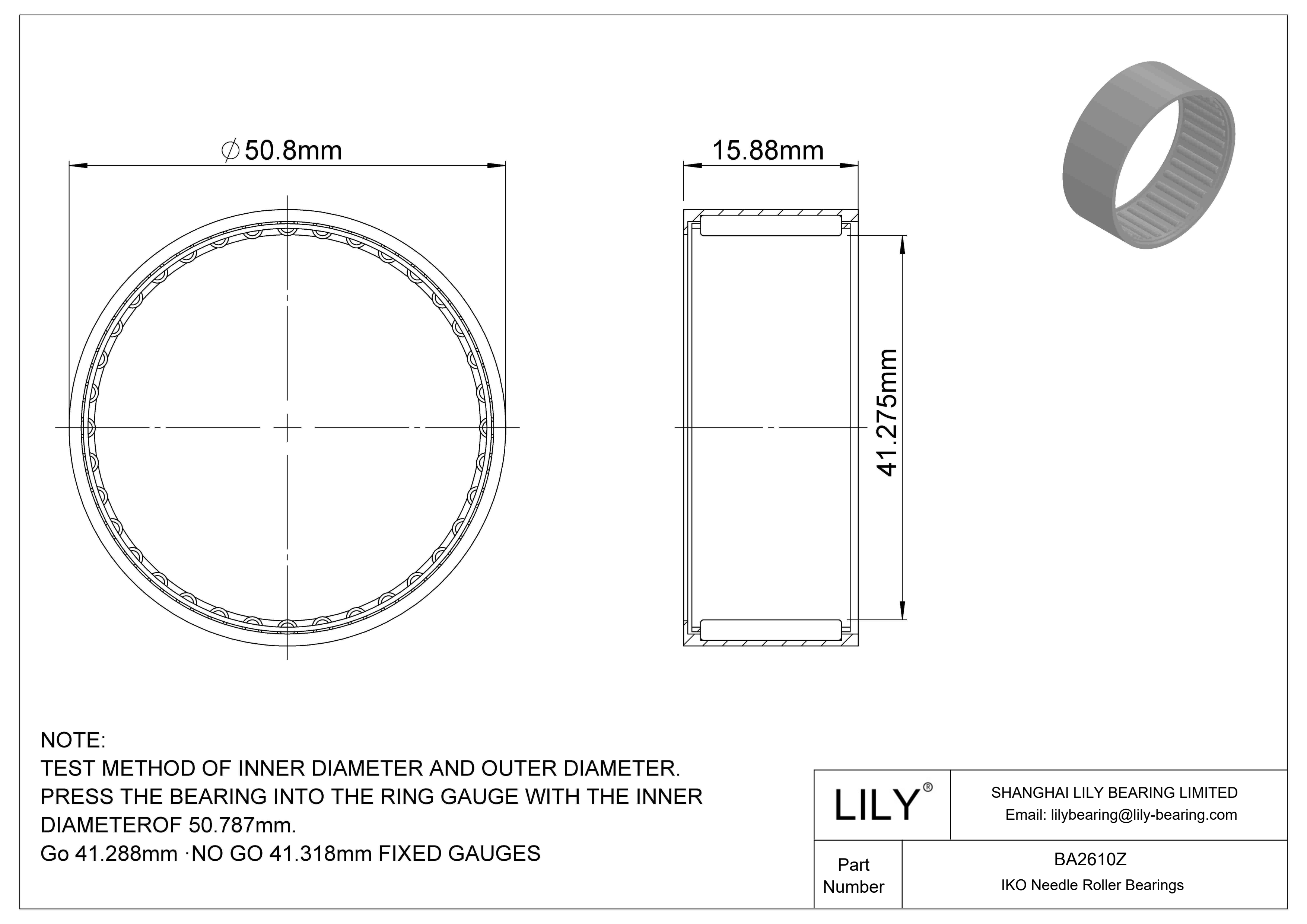 BA2610Z Shell Type Needle Roller Bearings cad drawing