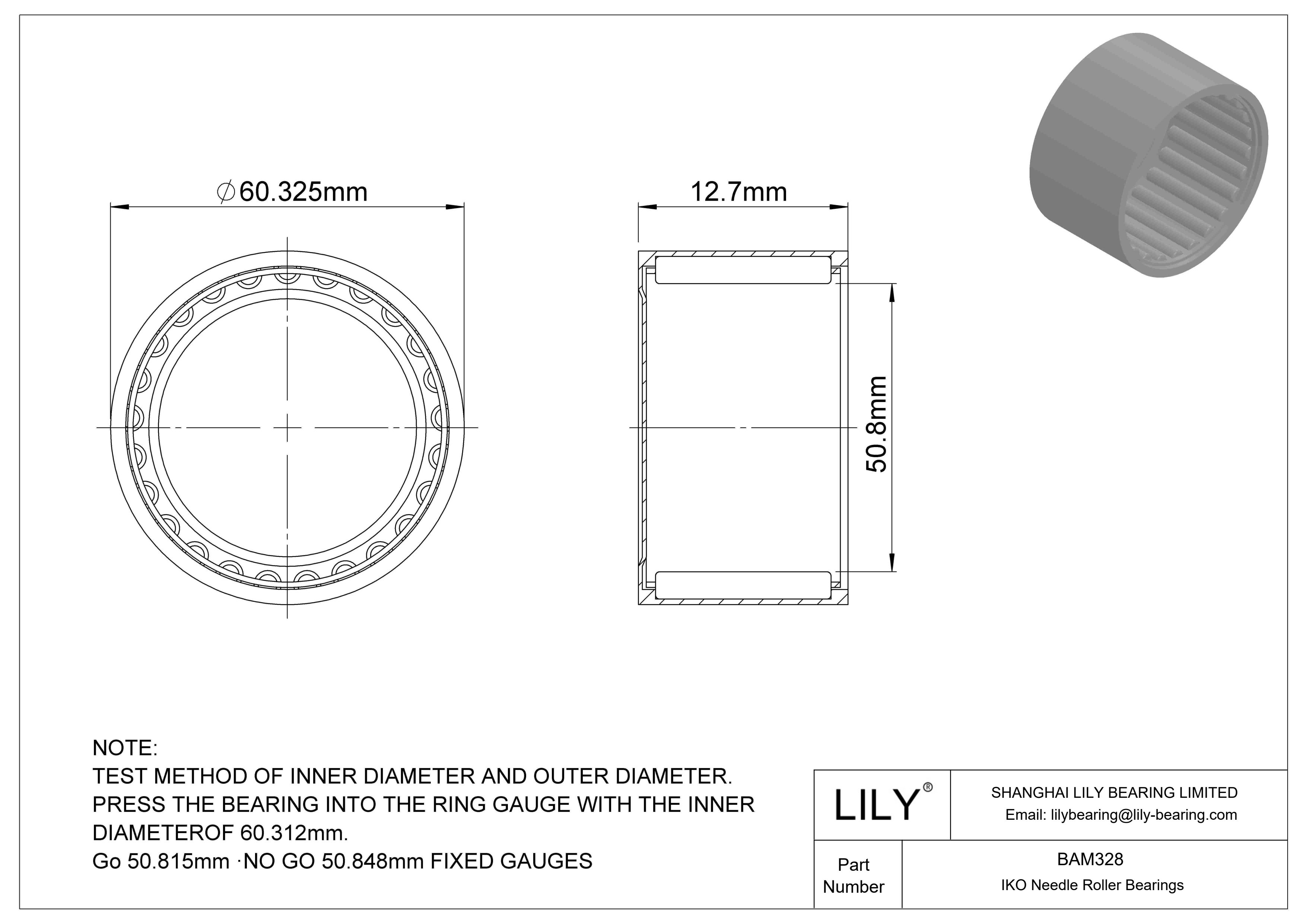 BAM328 Shell Type Needle Roller Bearings cad drawing