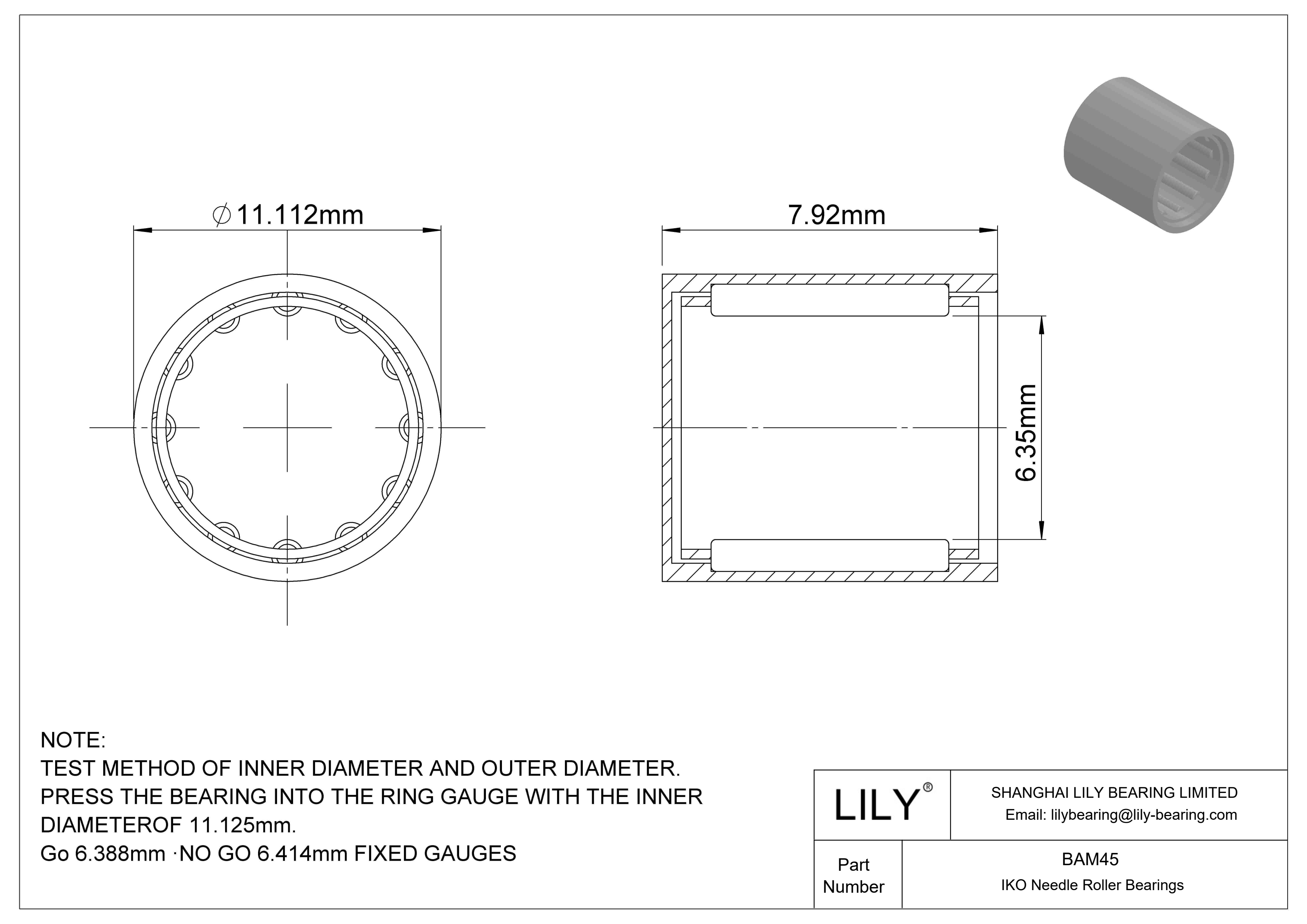 BAM45 Rodamientos de agujas tipo Shell cad drawing