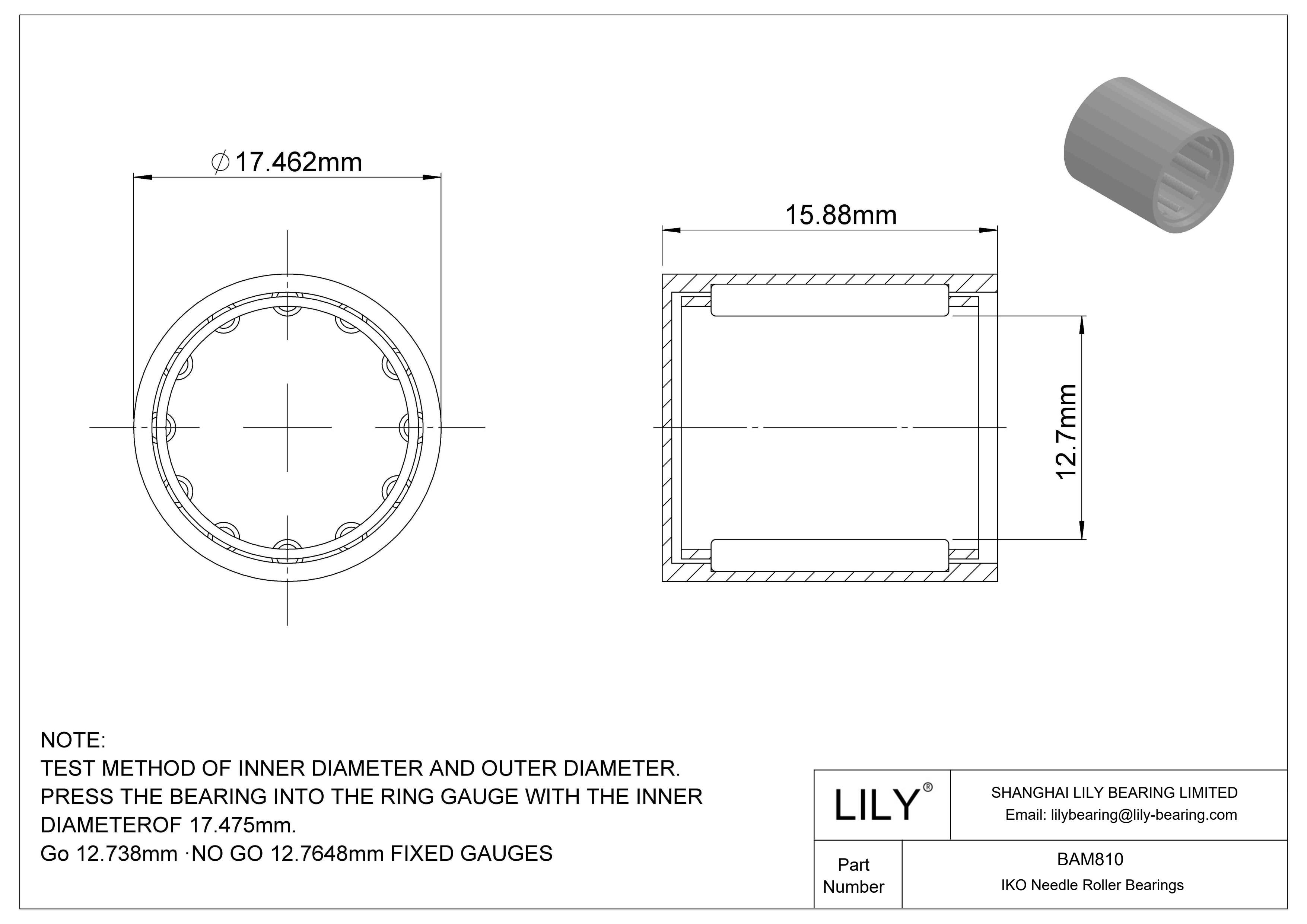 BAM810 Rodamientos de agujas tipo Shell cad drawing