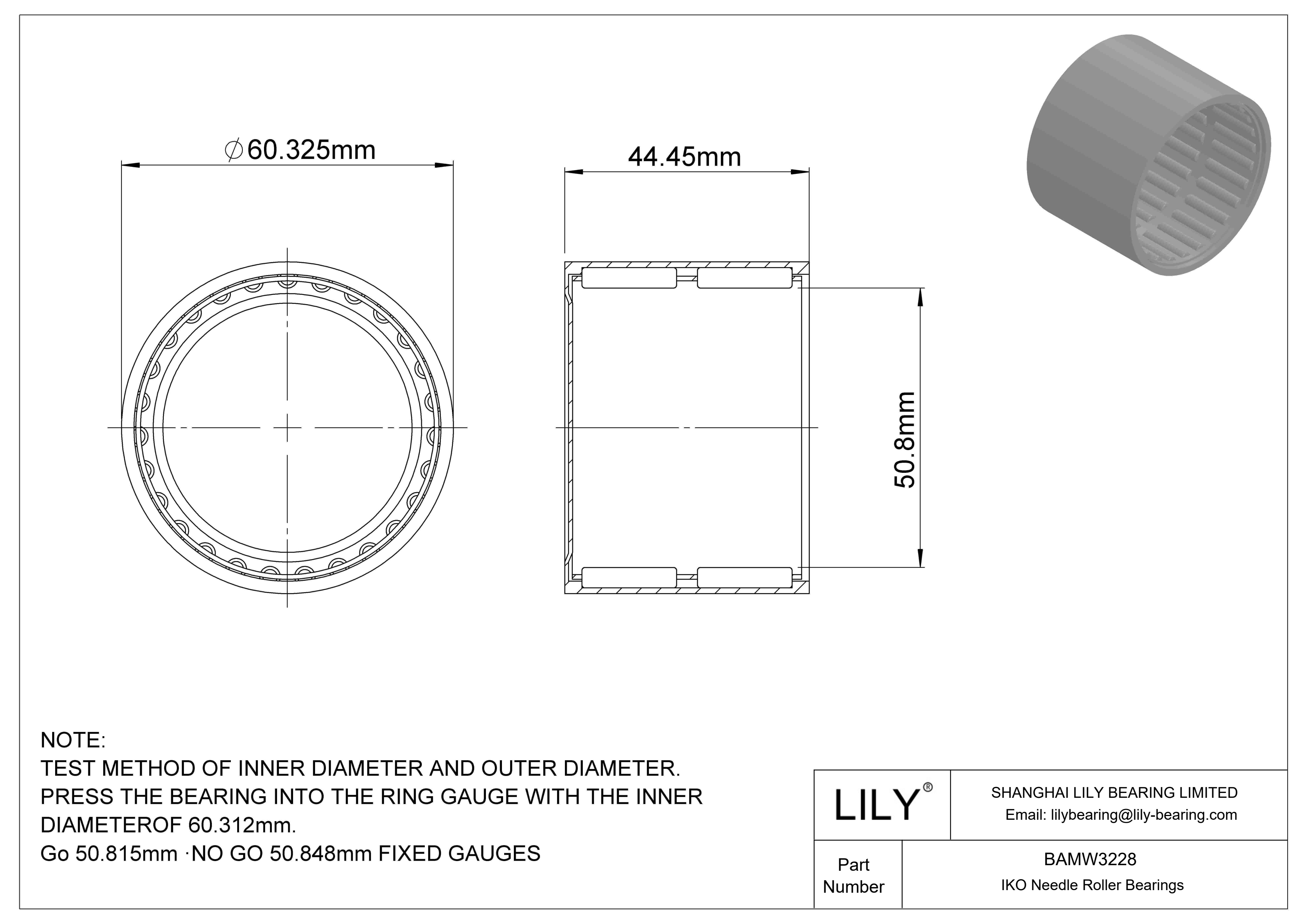 BAMW3228 Shell Type Needle Roller Bearings cad drawing