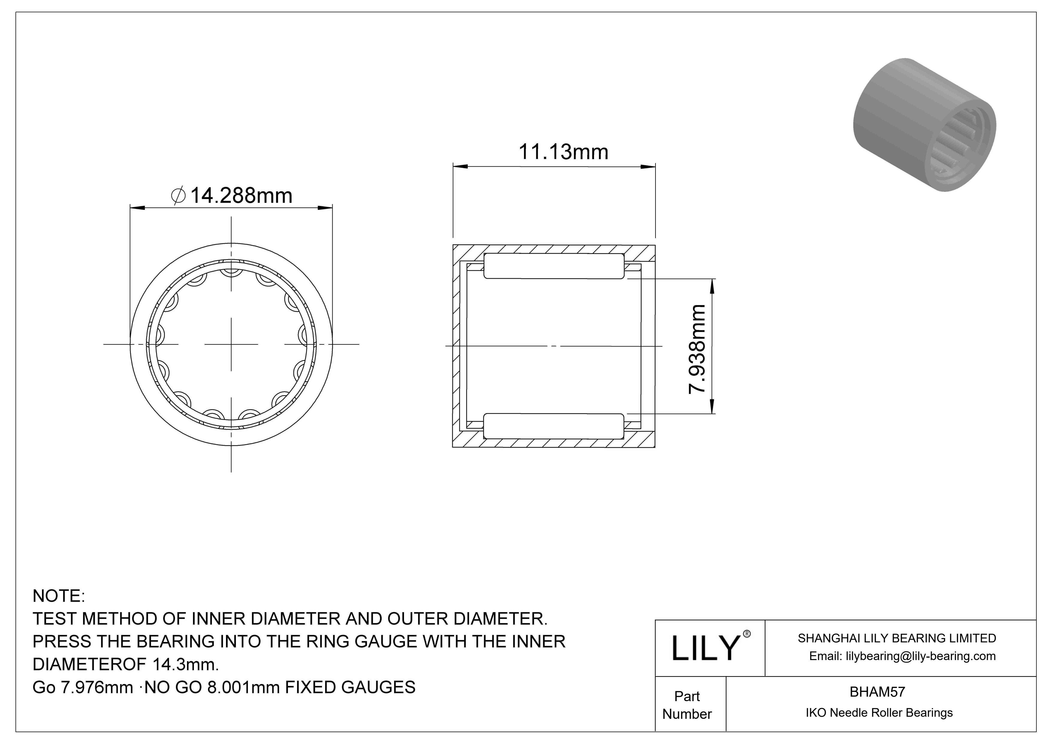 BHAM57 壳型滚针轴承 cad drawing