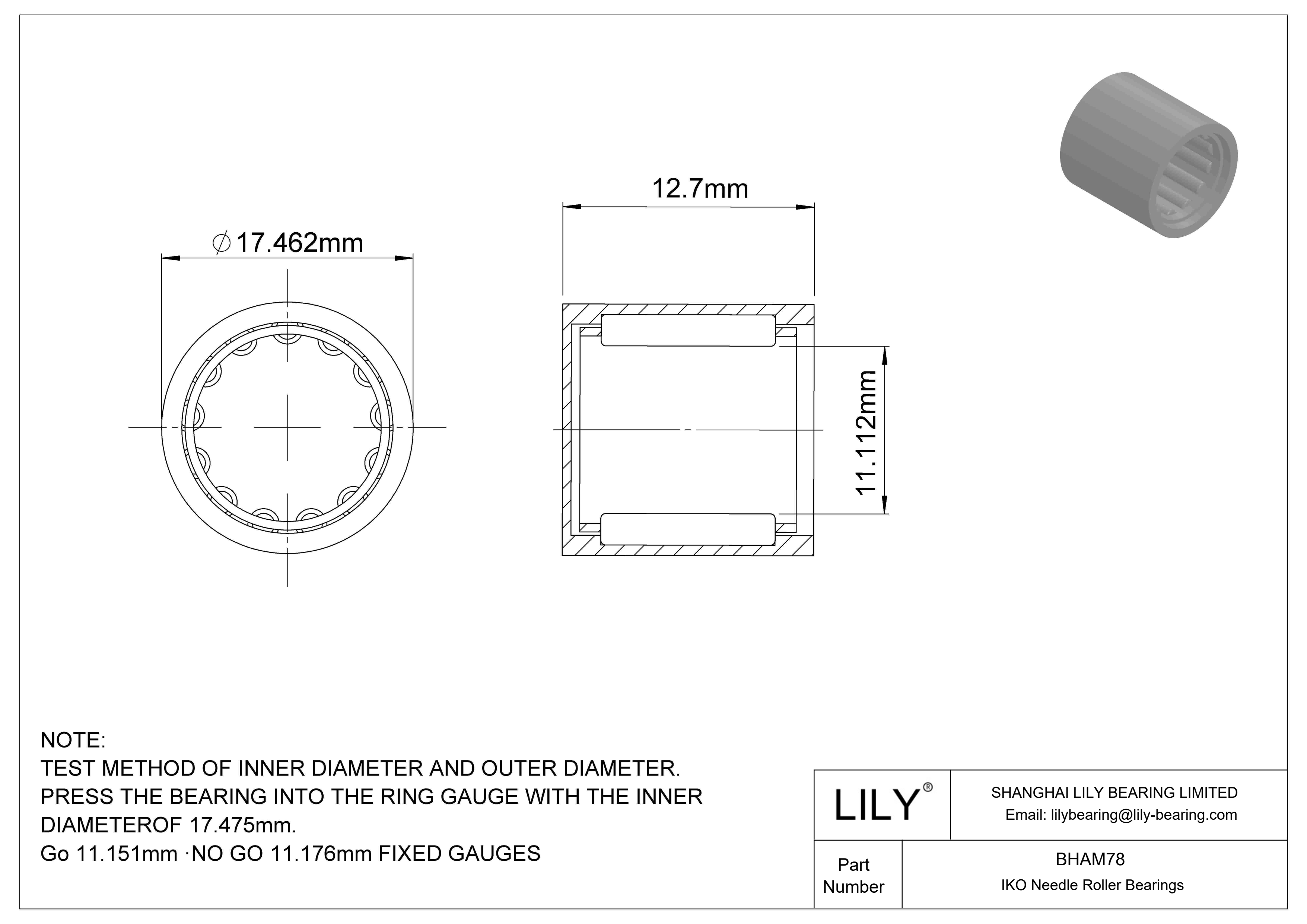 BHAM78 壳型滚针轴承 cad drawing