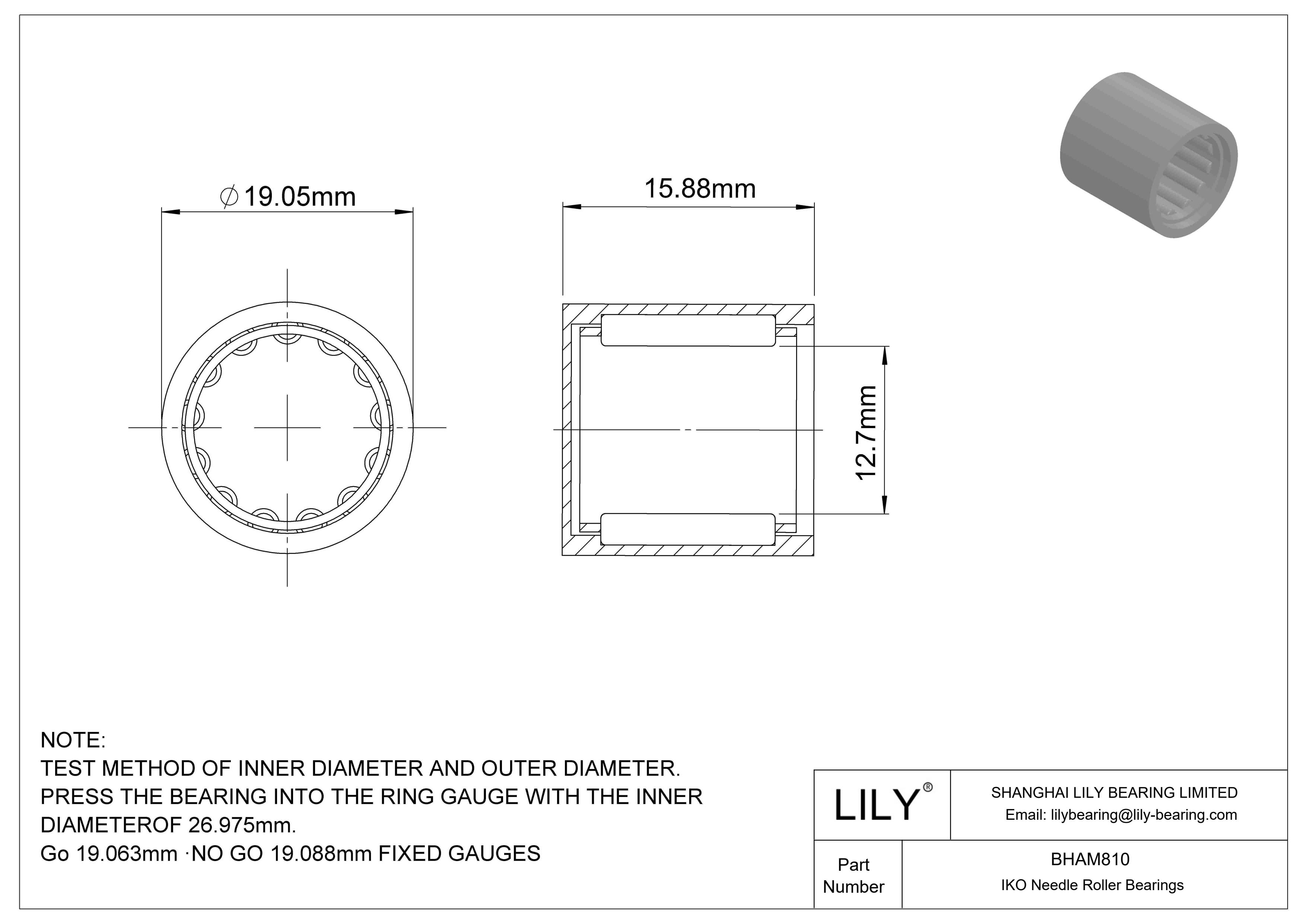 BHAM810 Rodamientos de agujas tipo Shell cad drawing