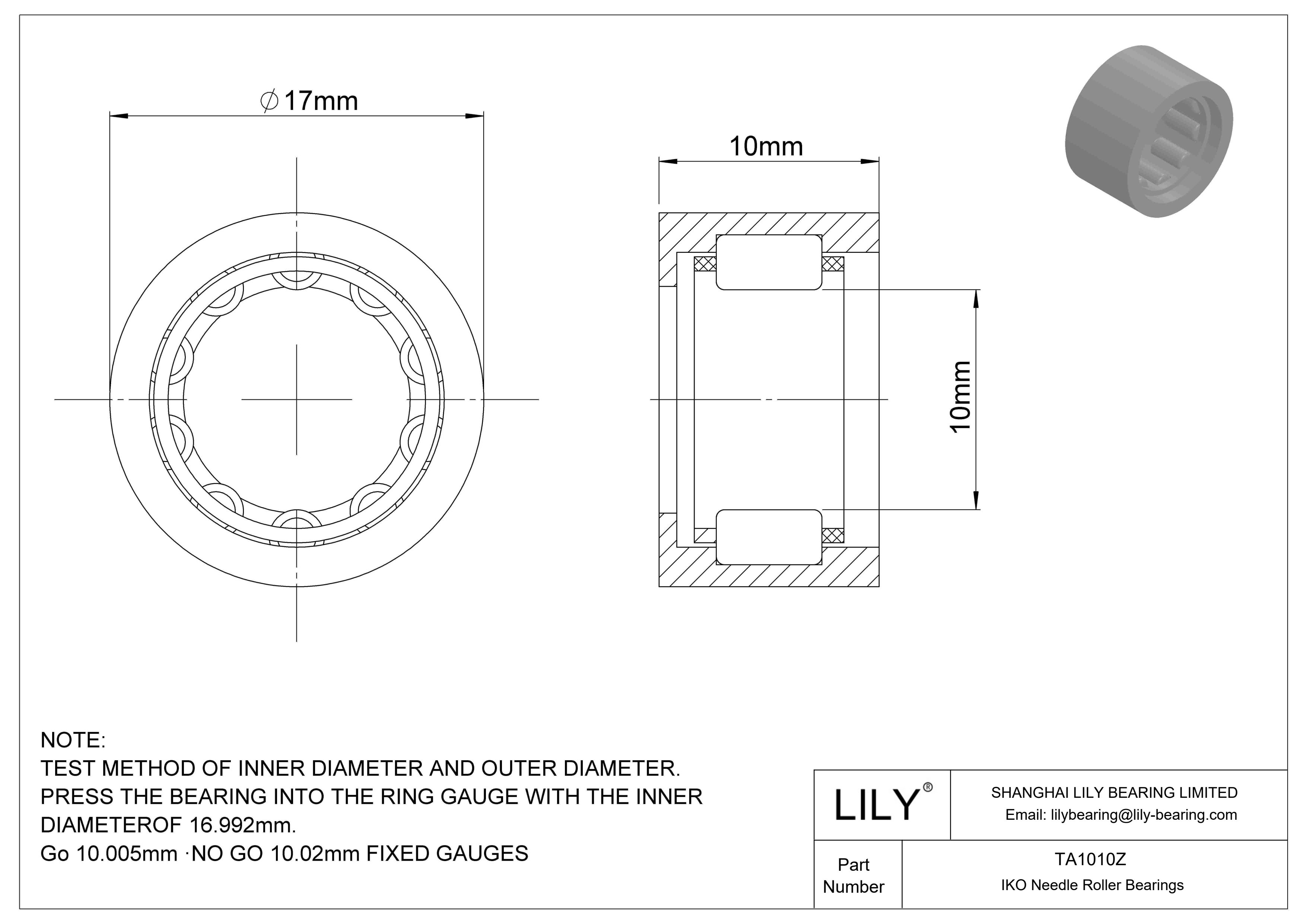 TA1010Z Rodamientos de agujas tipo Shell cad drawing