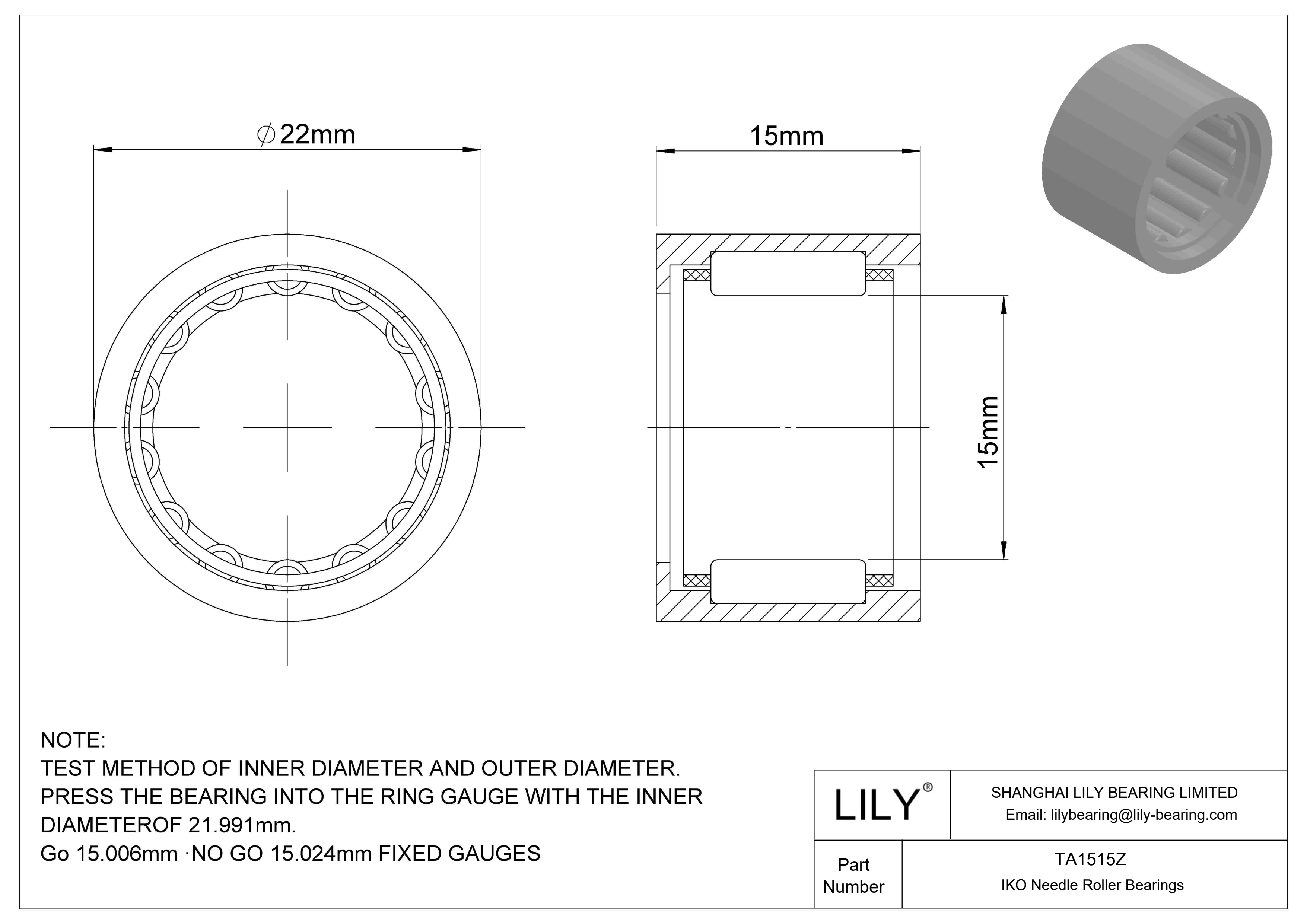 TA1515Z Rodamientos de agujas tipo Shell cad drawing