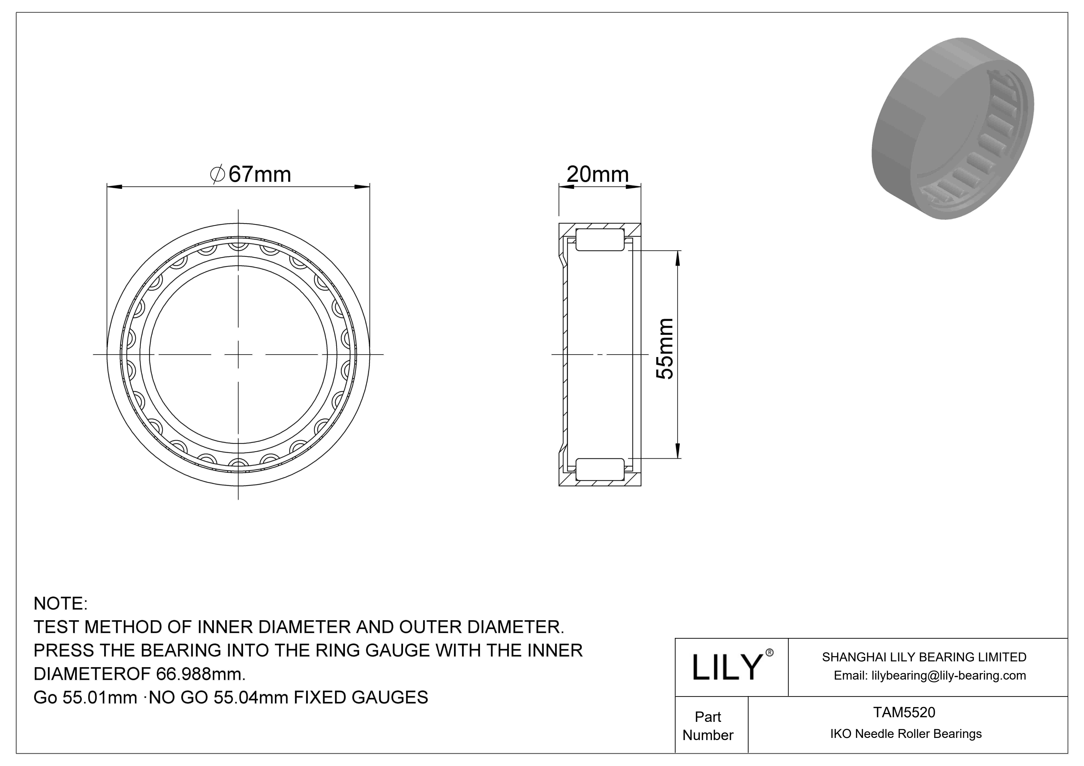 TAM5520 Shell Type Needle Roller Bearings cad drawing