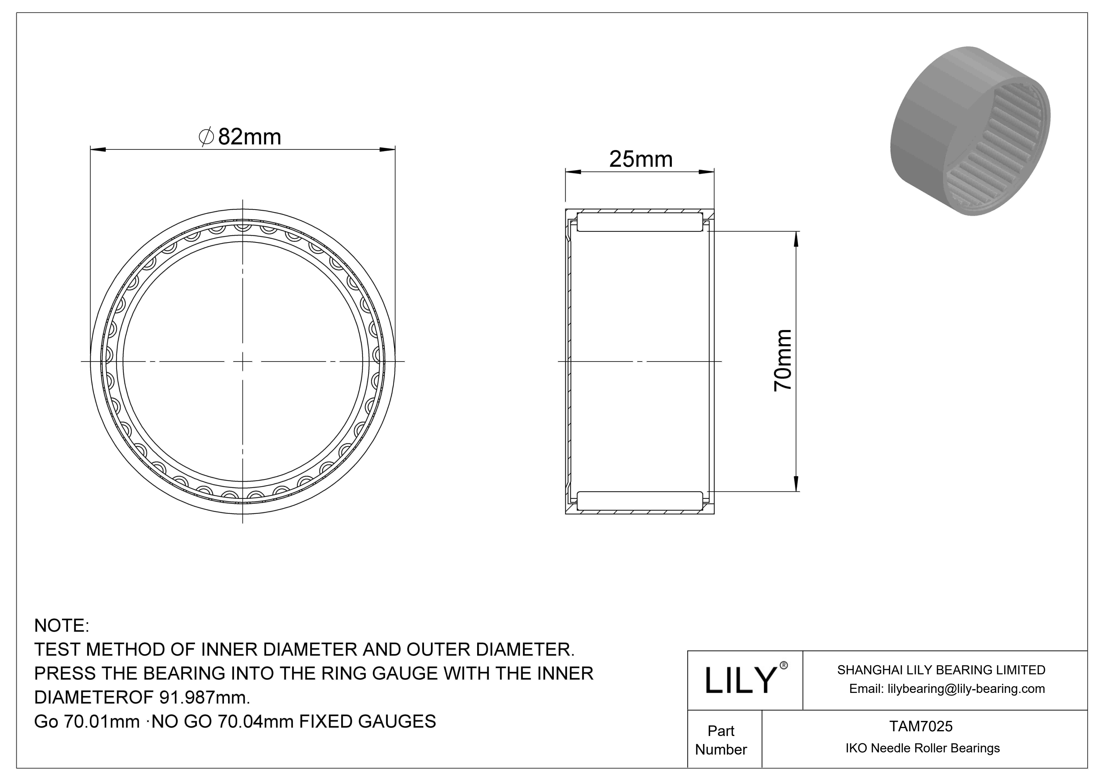 TAM7025 Shell Type Needle Roller Bearings cad drawing