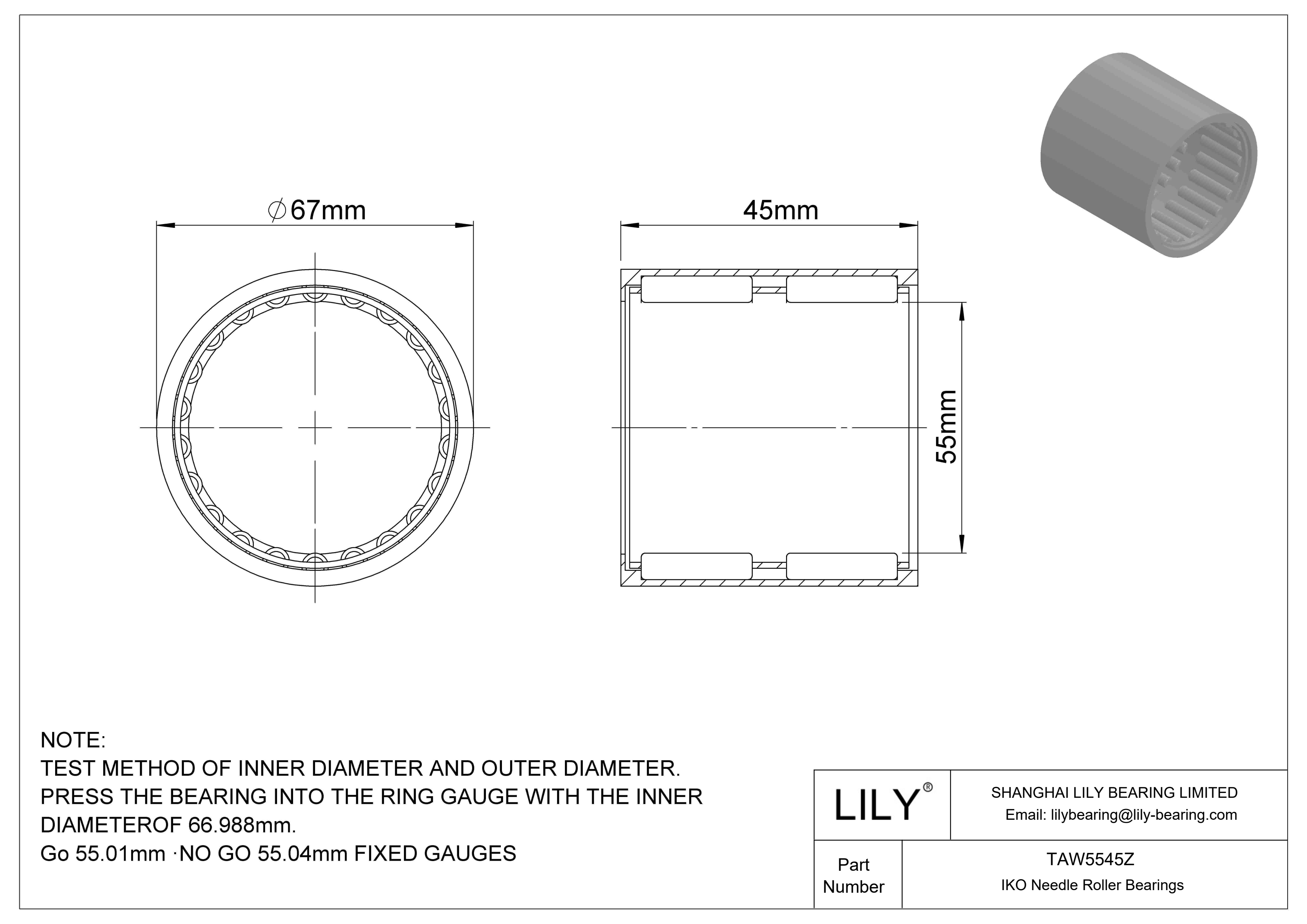 TAW5545Z Shell Type Needle Roller Bearings cad drawing