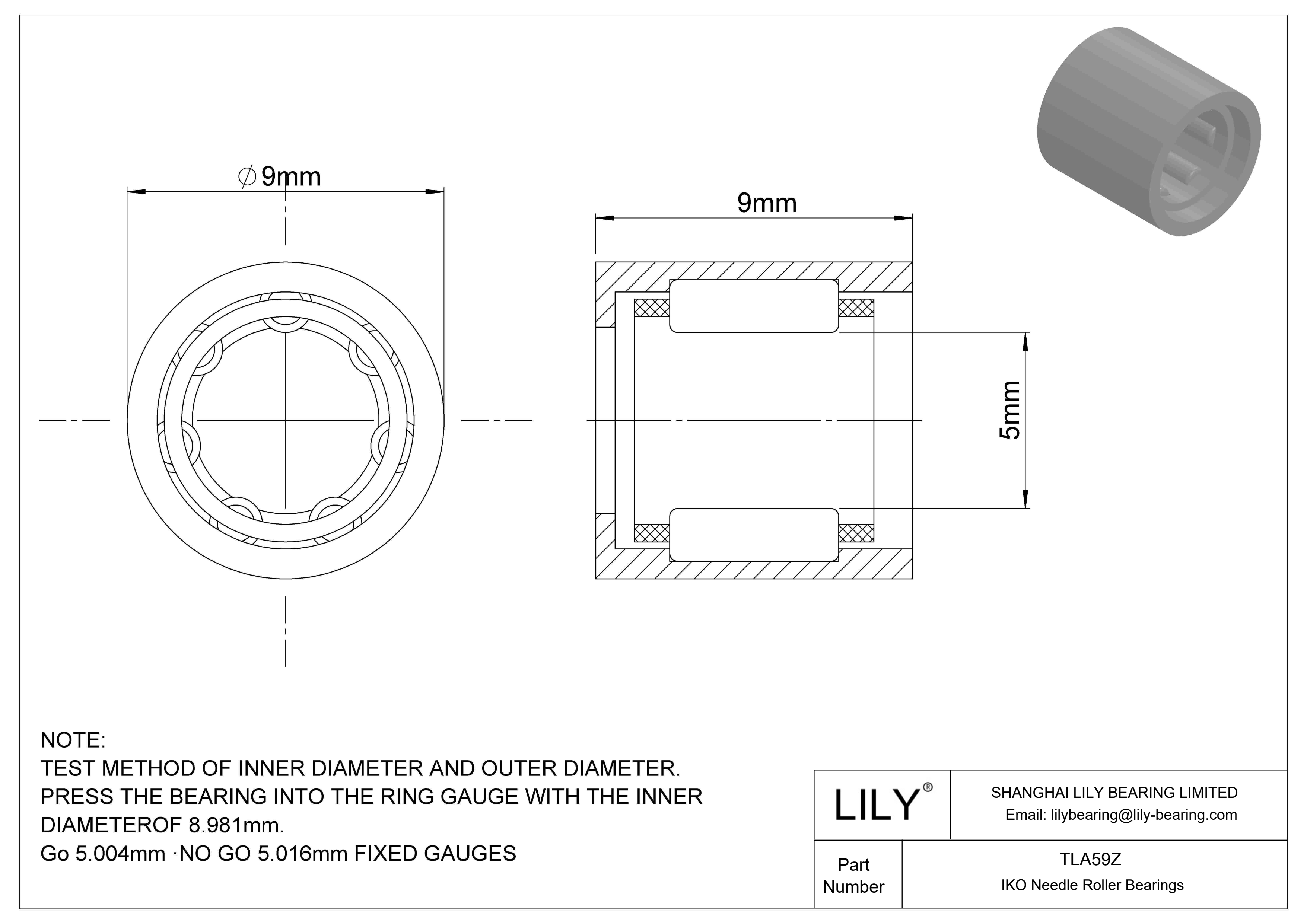 TLA59Z 壳型滚针轴承 cad drawing