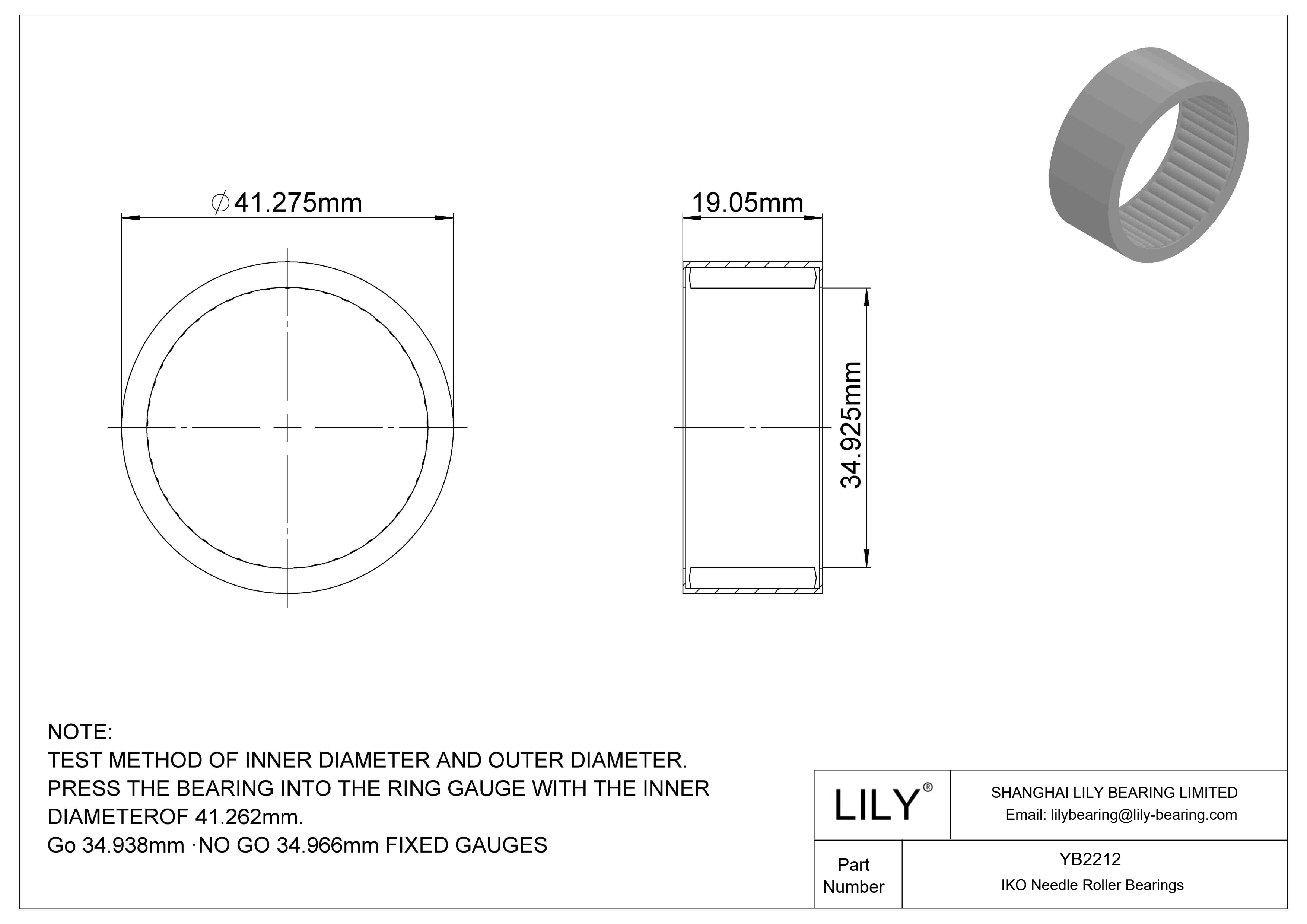 YB2212 壳型滚针轴承 cad drawing