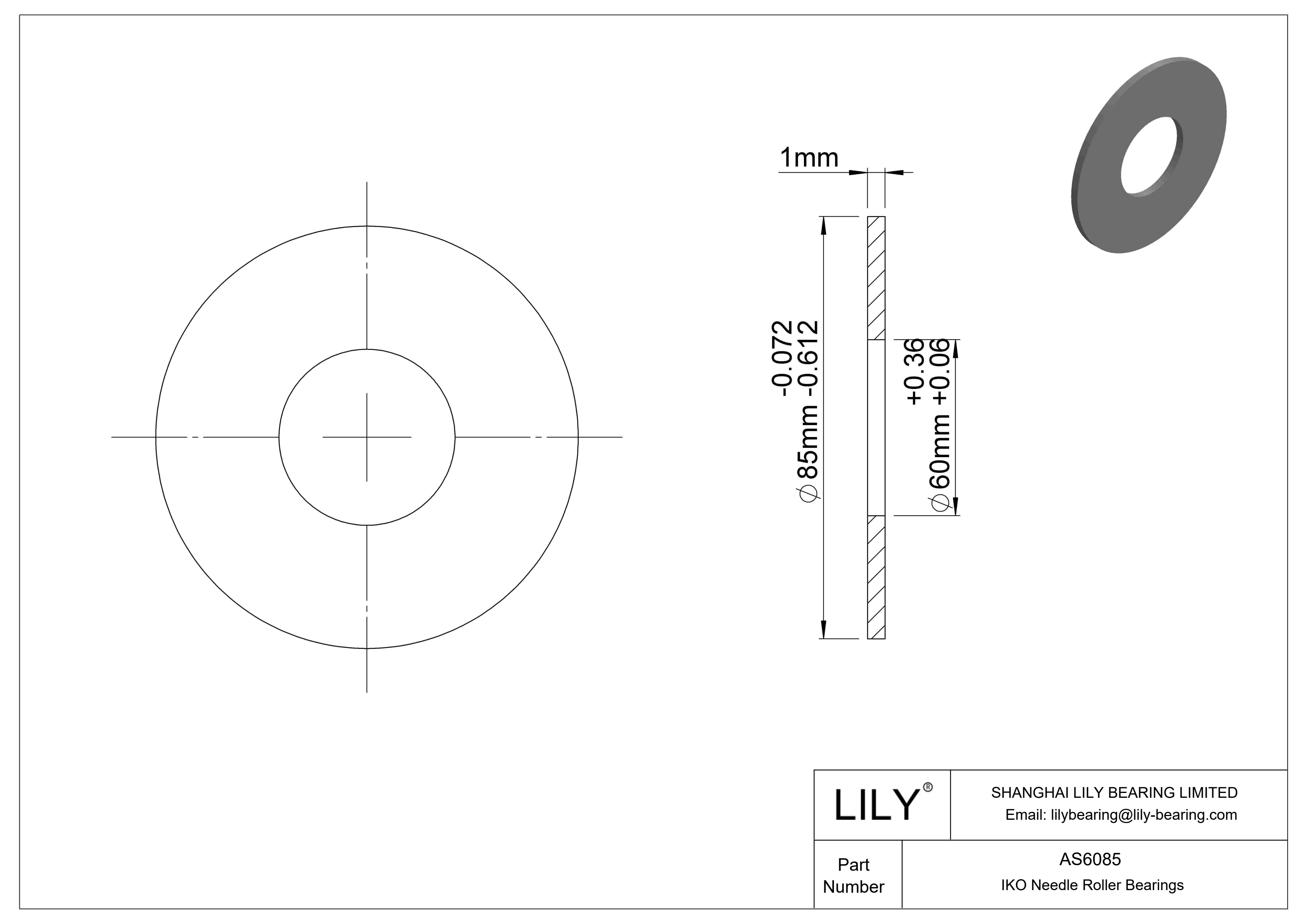 AS6085 Rodamientos de empuje cad drawing