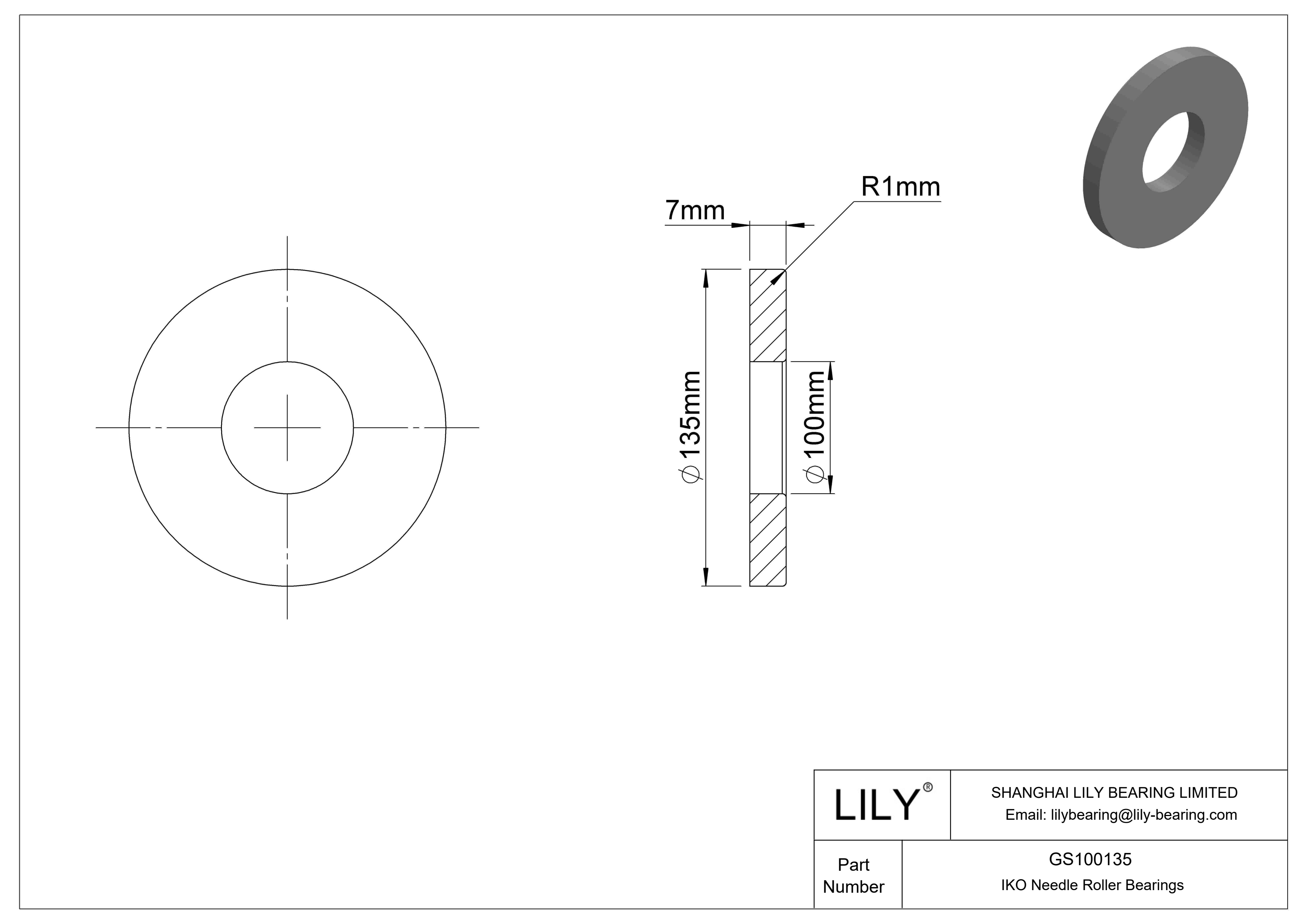 GS100135 Thrust Bearings cad drawing