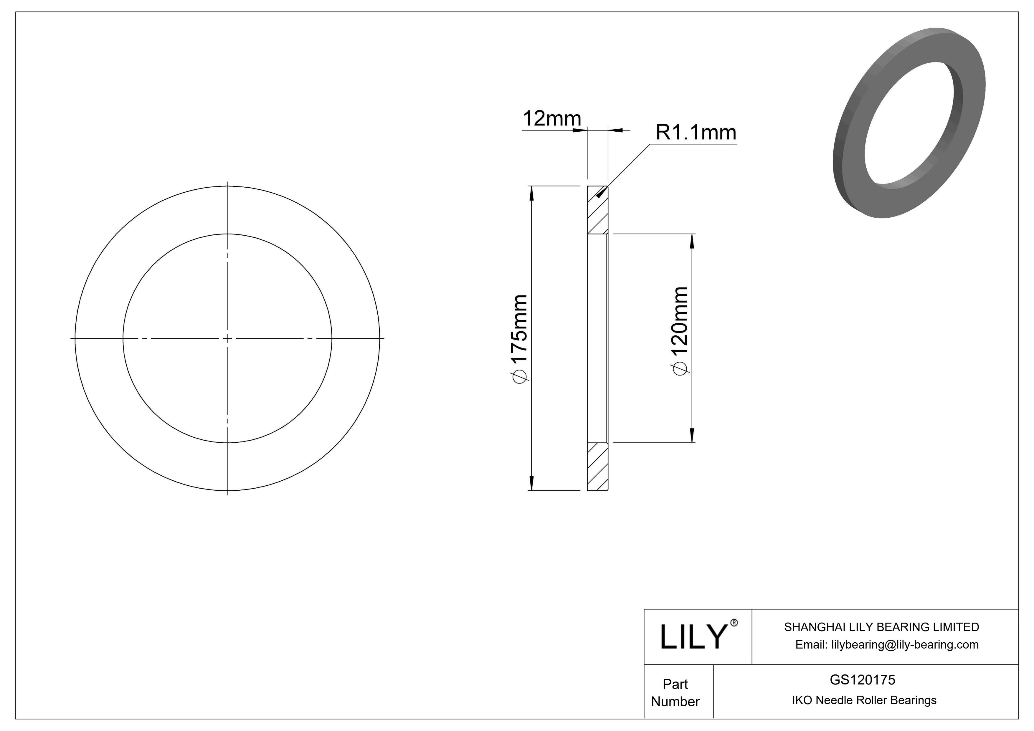 GS120175 Thrust Bearings cad drawing