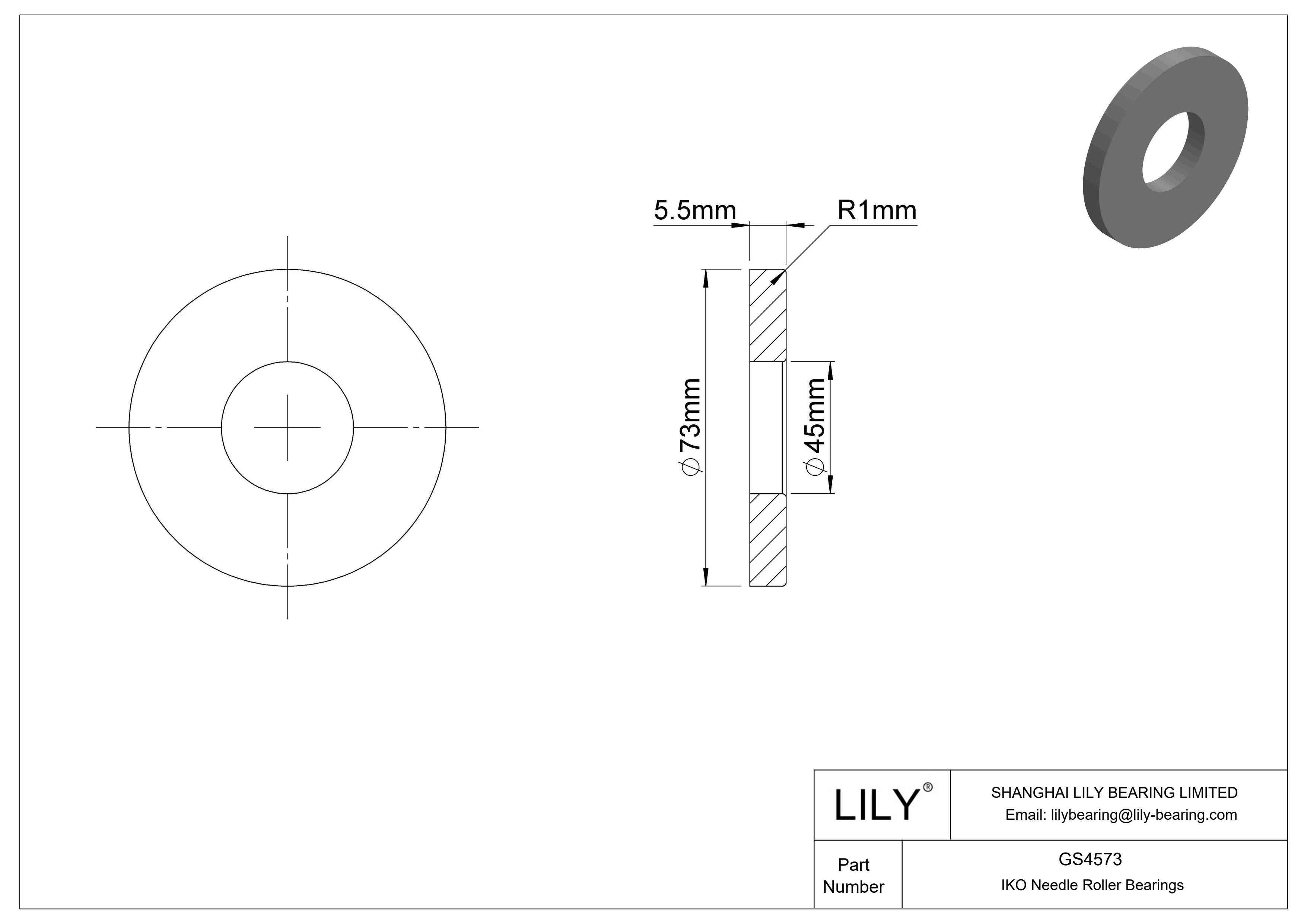 GS4573 Rodamientos de empuje cad drawing