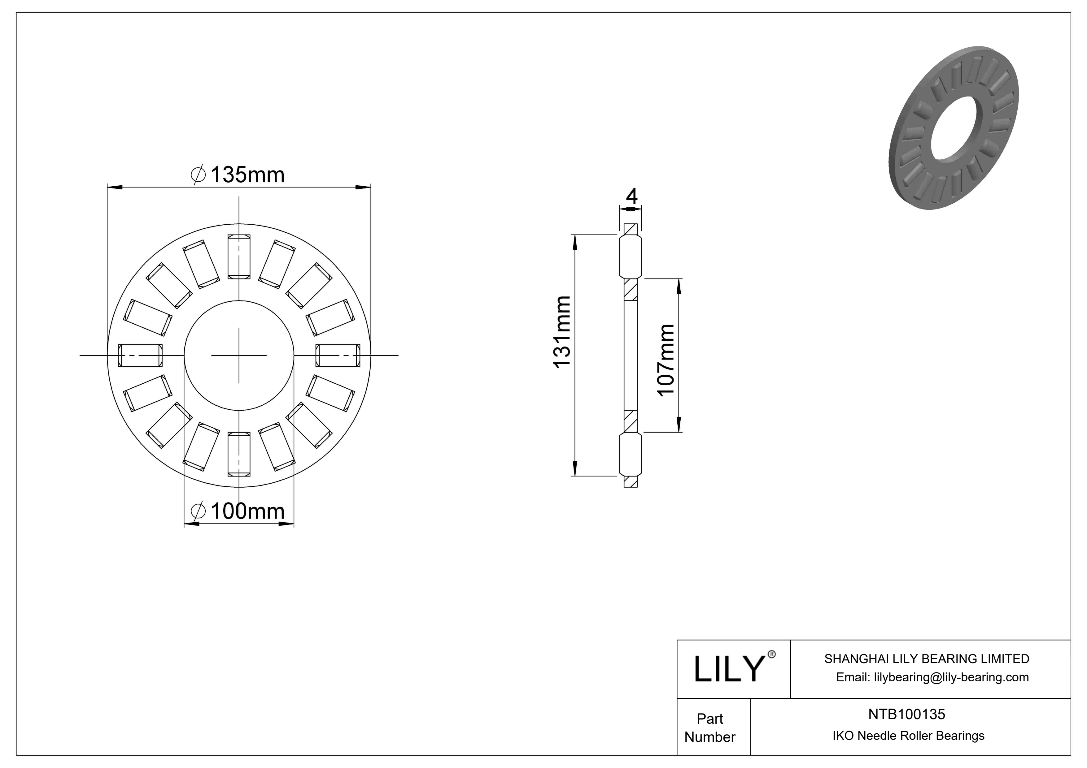 NTB100135 Rodamientos de empuje cad drawing