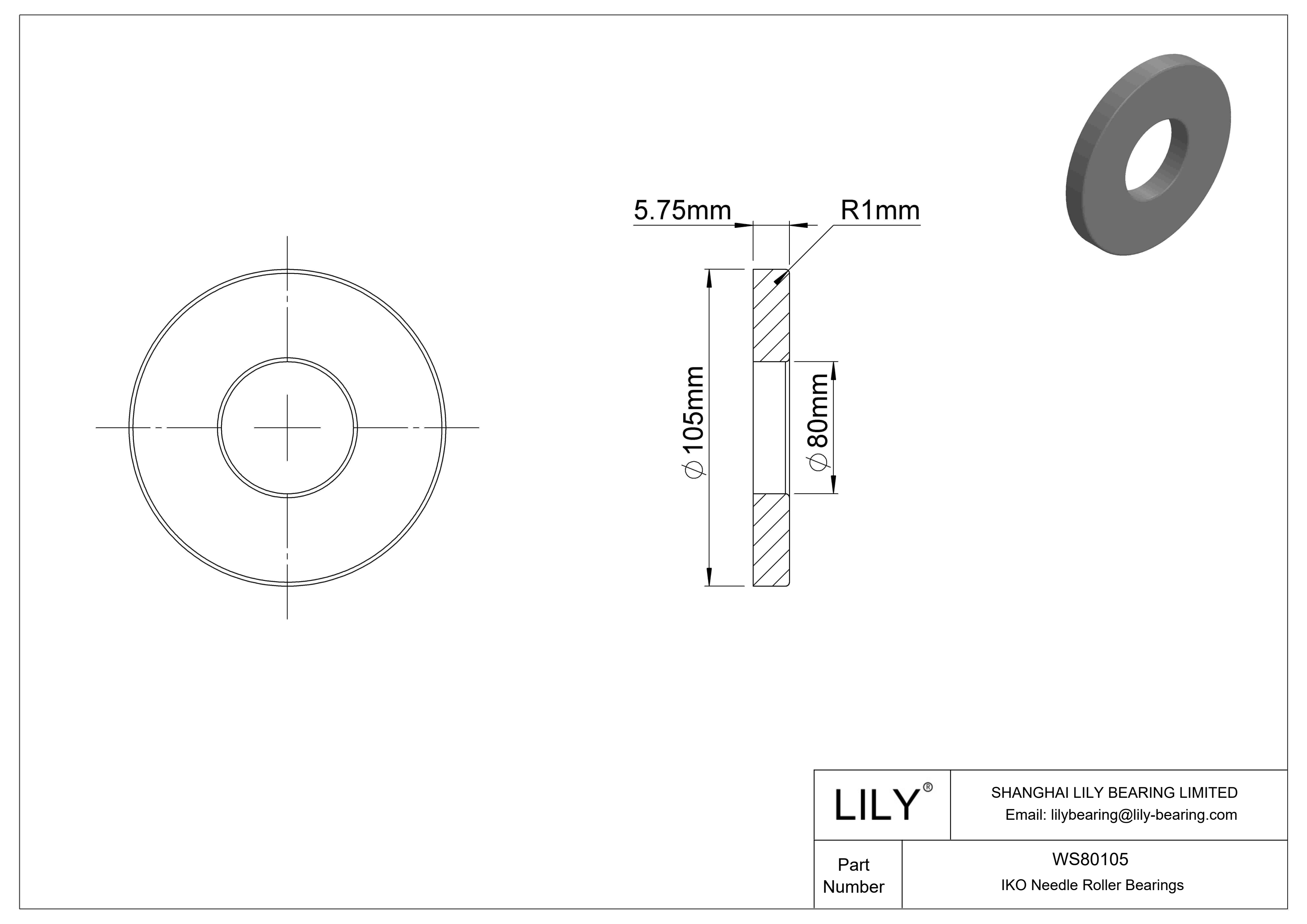 WS80105 Rodamientos de empuje cad drawing