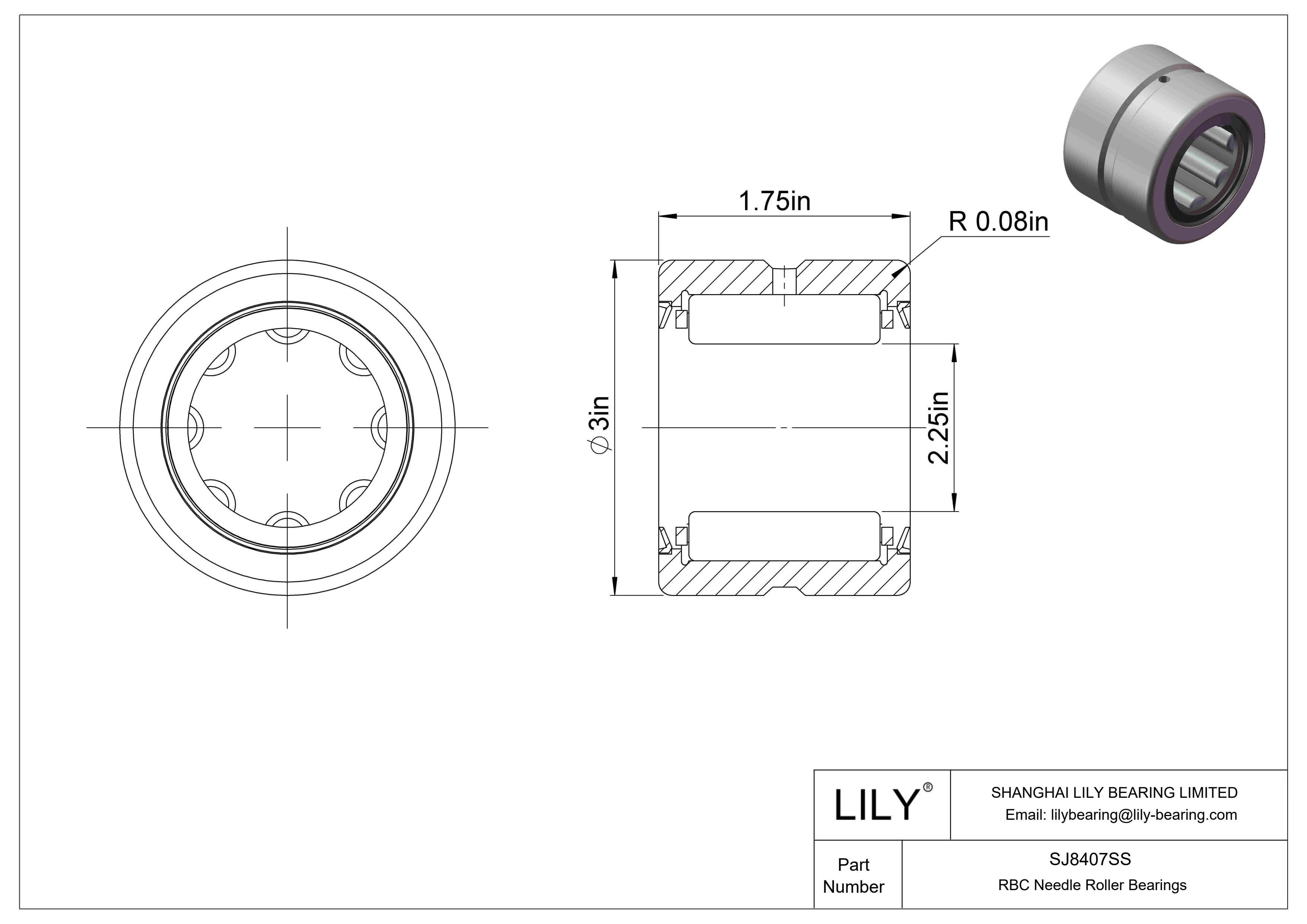 SJ8407SS 重载滚针轴承 cad drawing