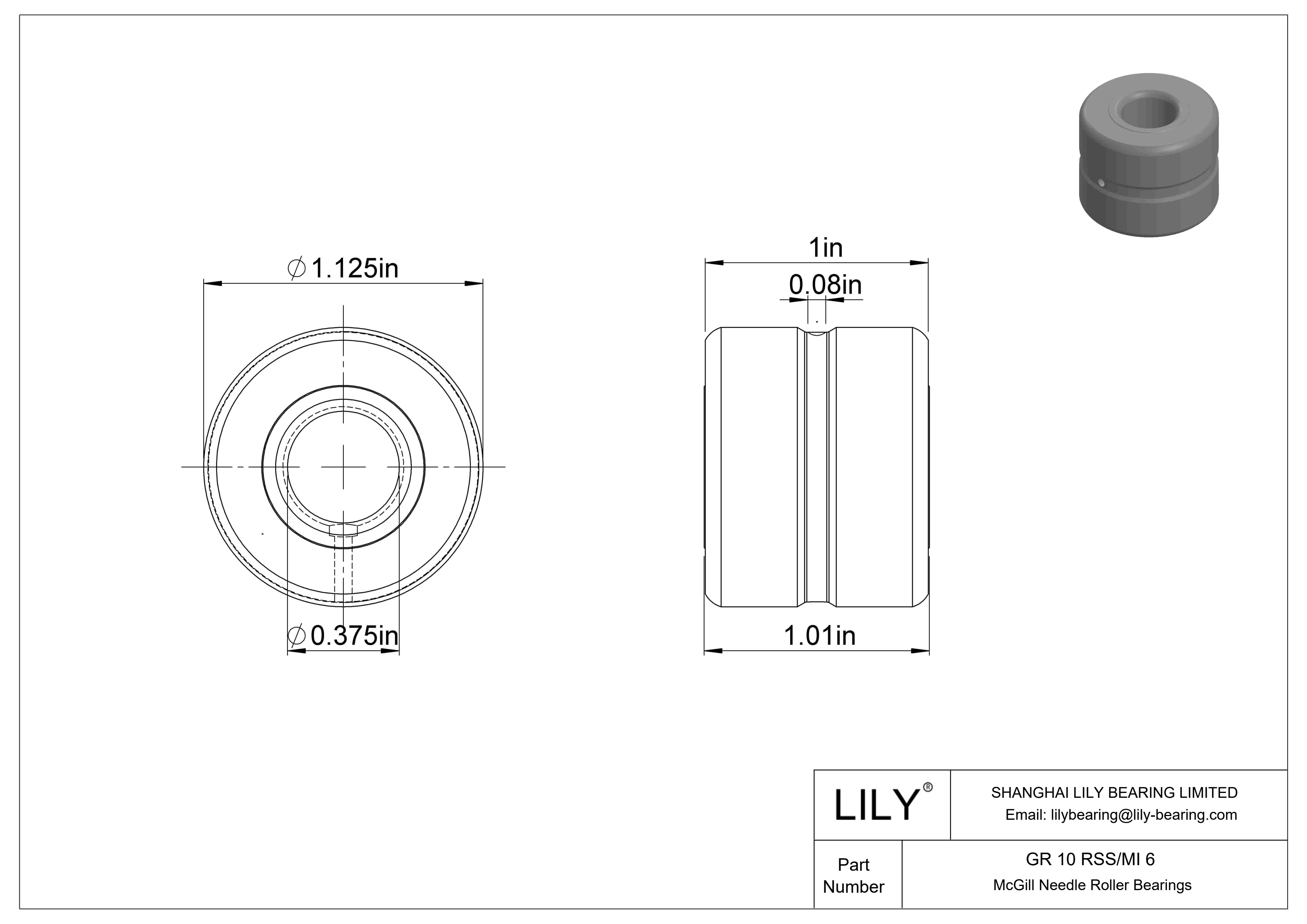 GR 10 RSS/MI 6 麦吉尔滚针轴承 cad drawing