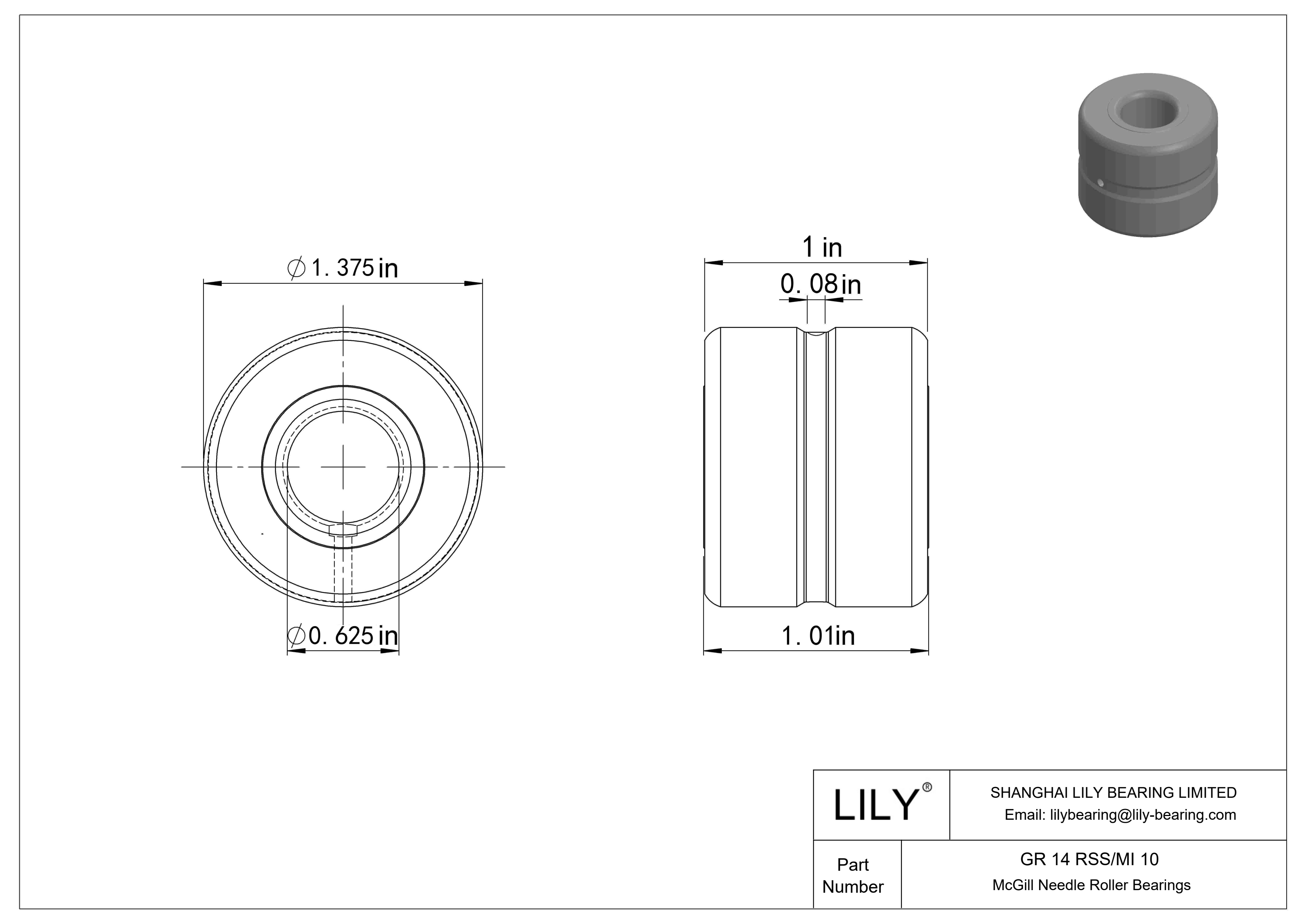 GR 14 RSS/MI 10 Rodamientos de agujas McGill cad drawing