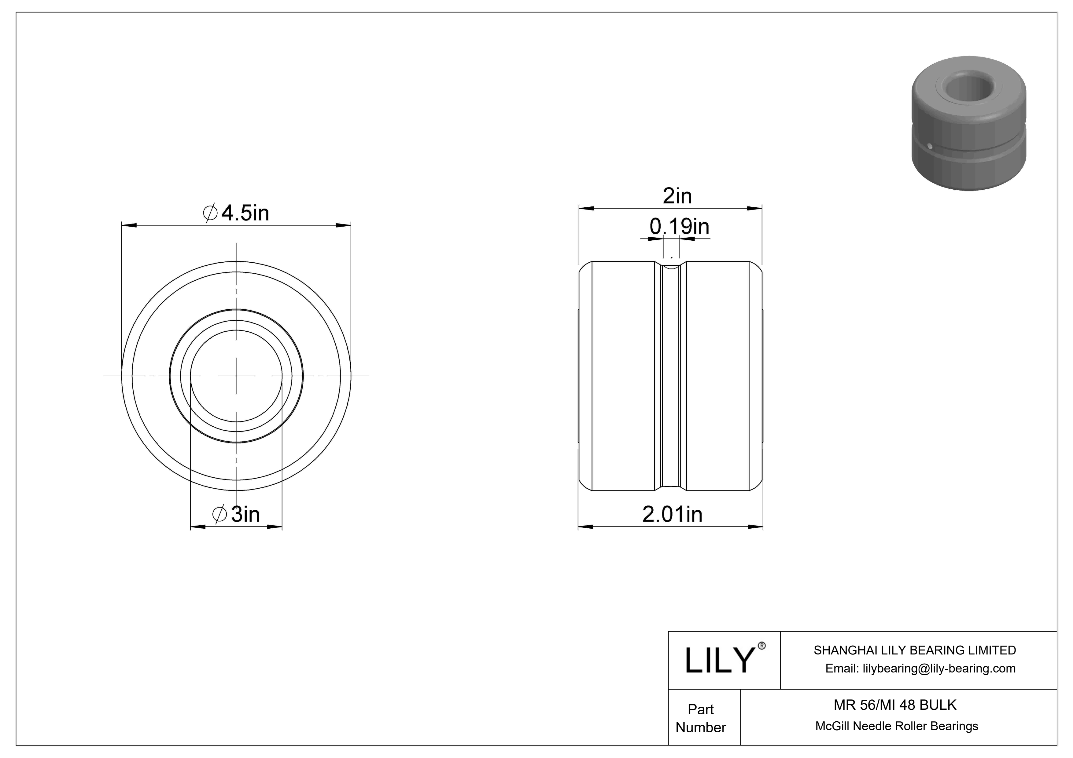 MR 56/MI 48 BULK McGill Needle Roller Bearings cad drawing