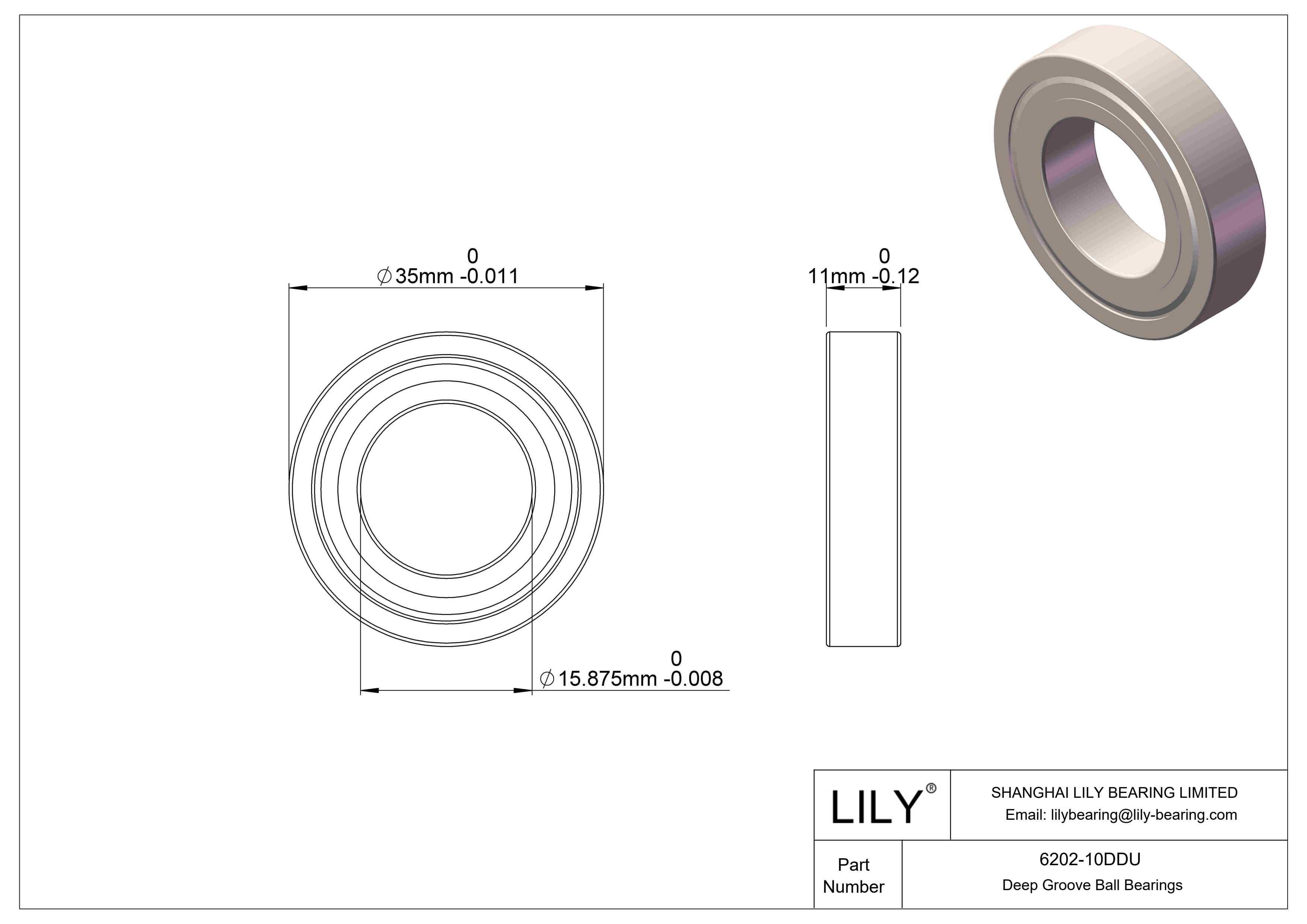 6202-10DDU 英制轴承 cad drawing