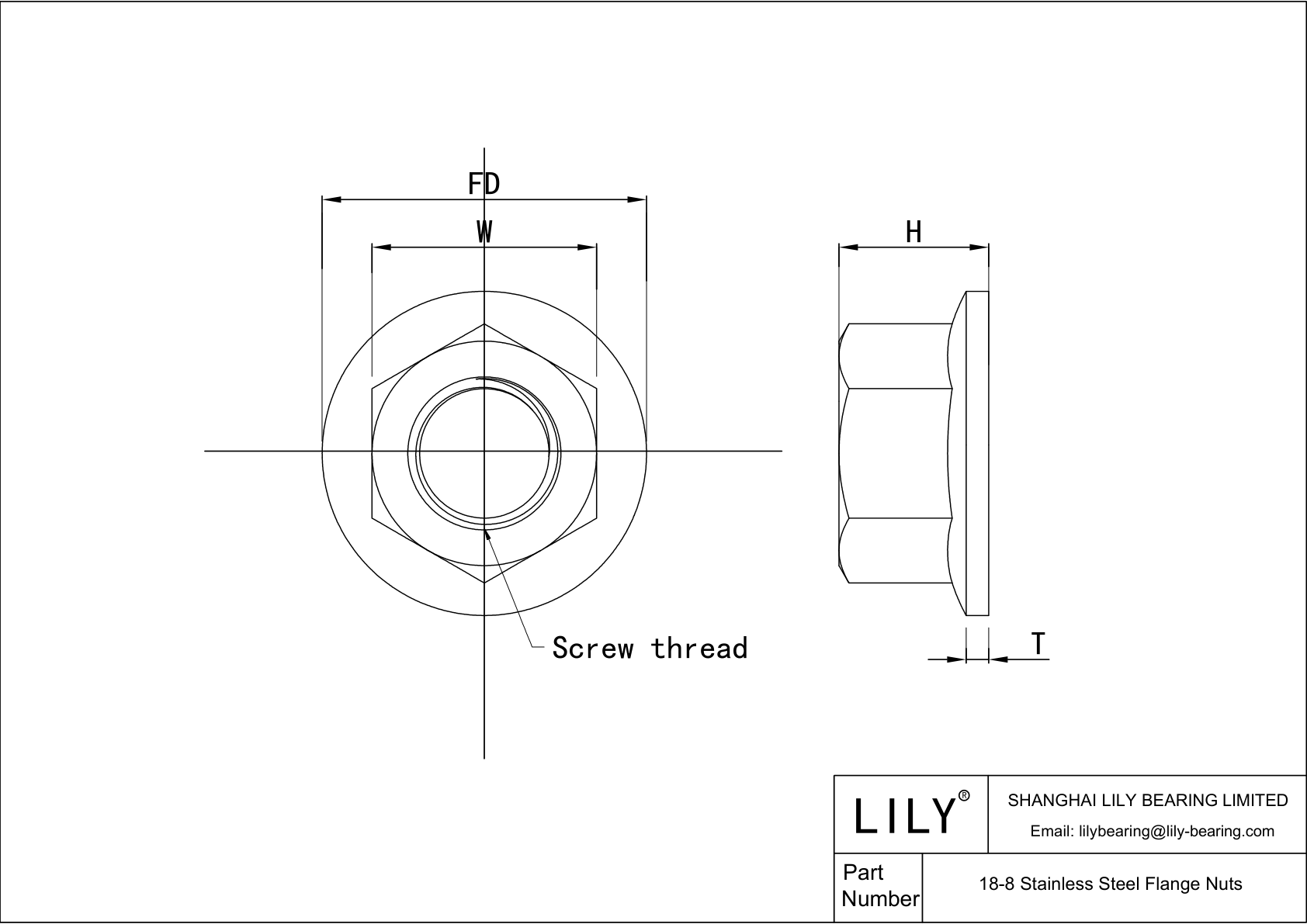 JEHFIAADC 18-8 Stainless Steel Flange Nuts cad drawing