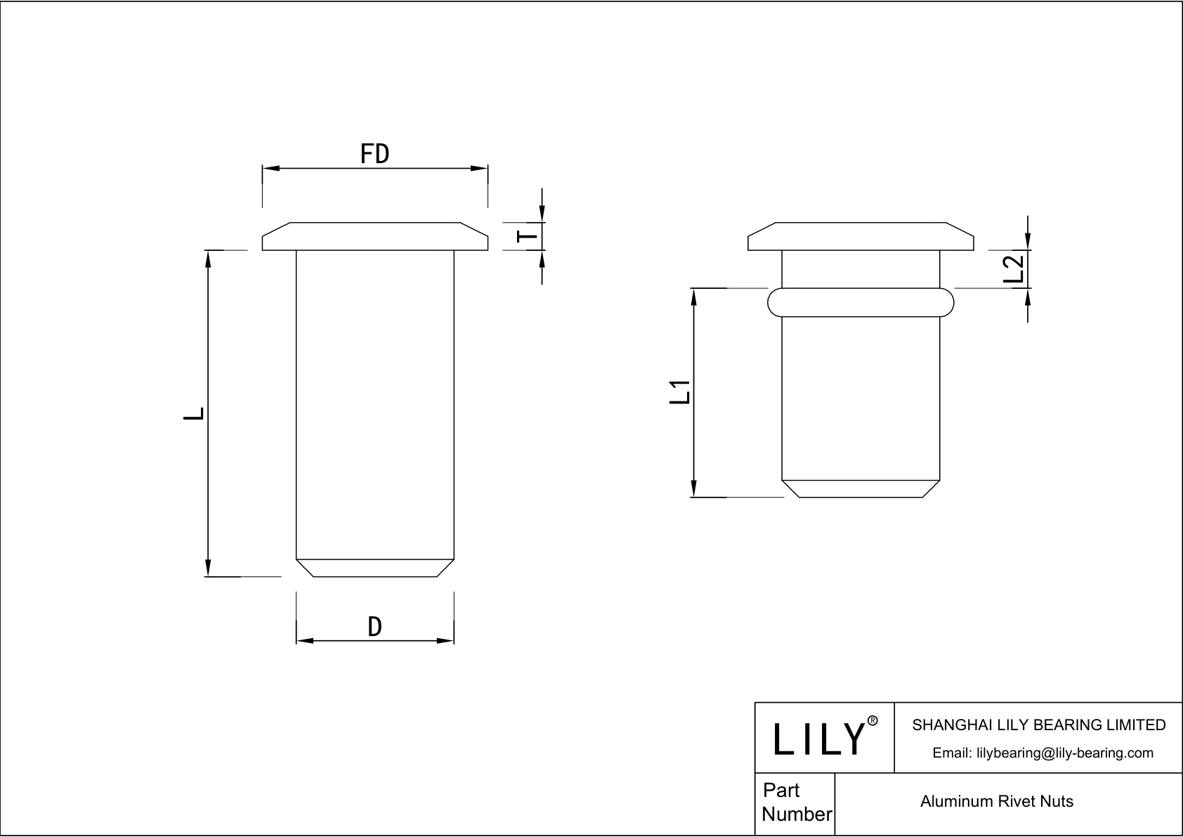 JDEICAGAF Aluminum Rivet Nuts cad drawing