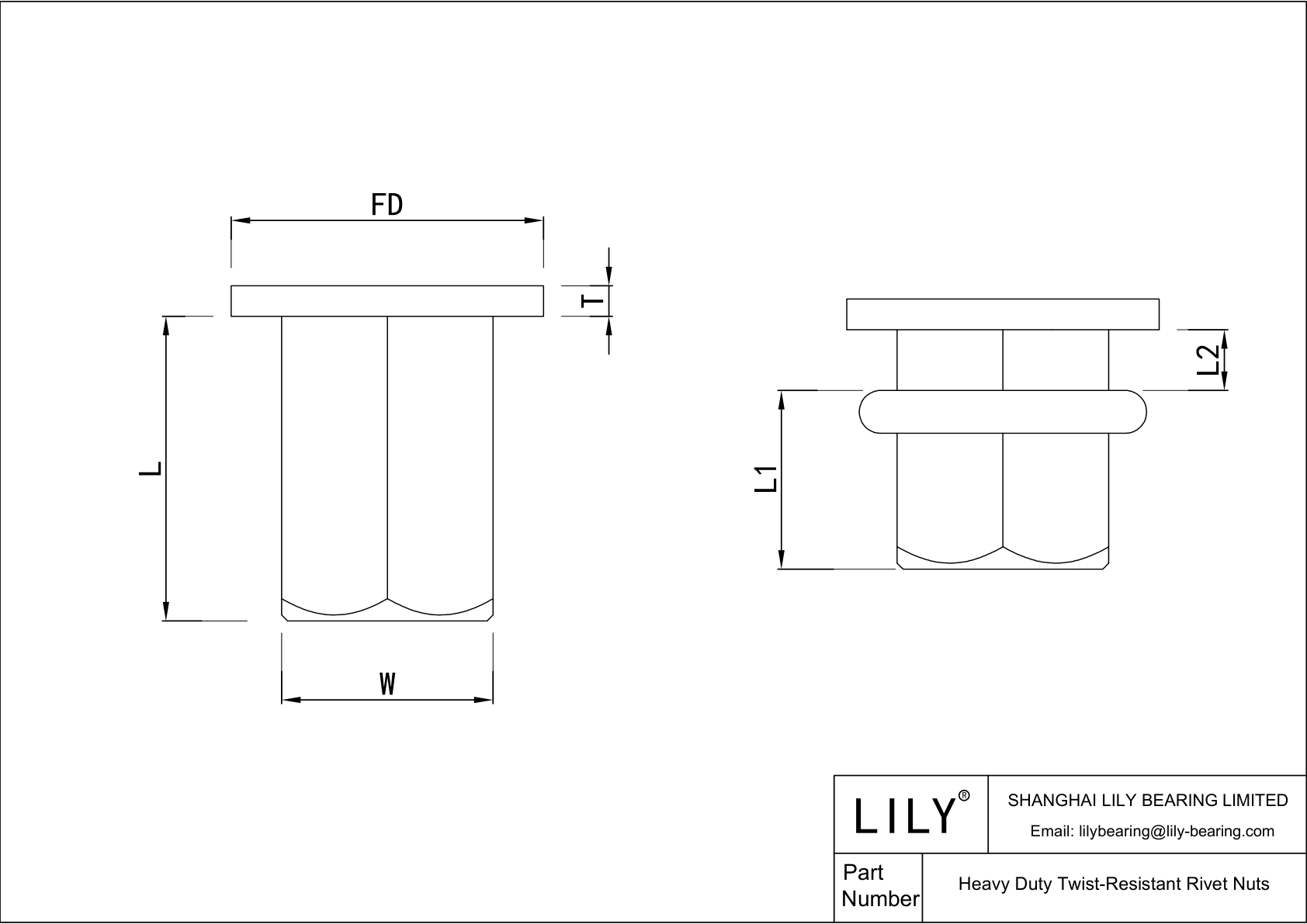 90720A480 | Heavy Duty Twist-Resistant Rivet Nuts | Lily Bearing