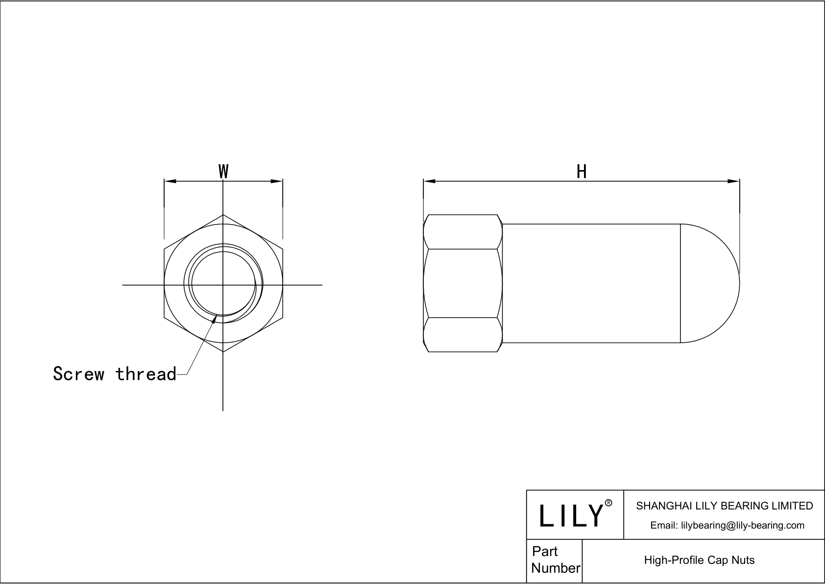 JAACDABAF Tuercas de sombrerete de perfil alto cad drawing