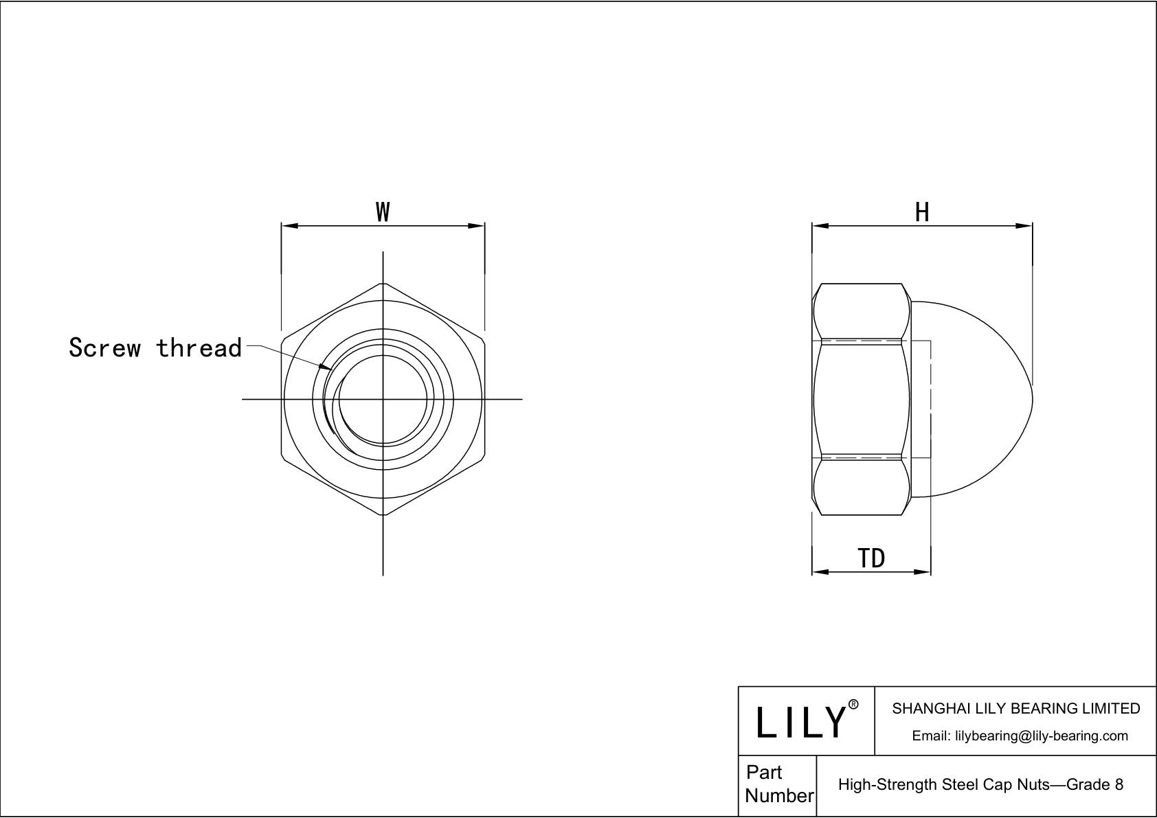 JAHGHABBE 8 级高强度钢盖形螺母 cad drawing