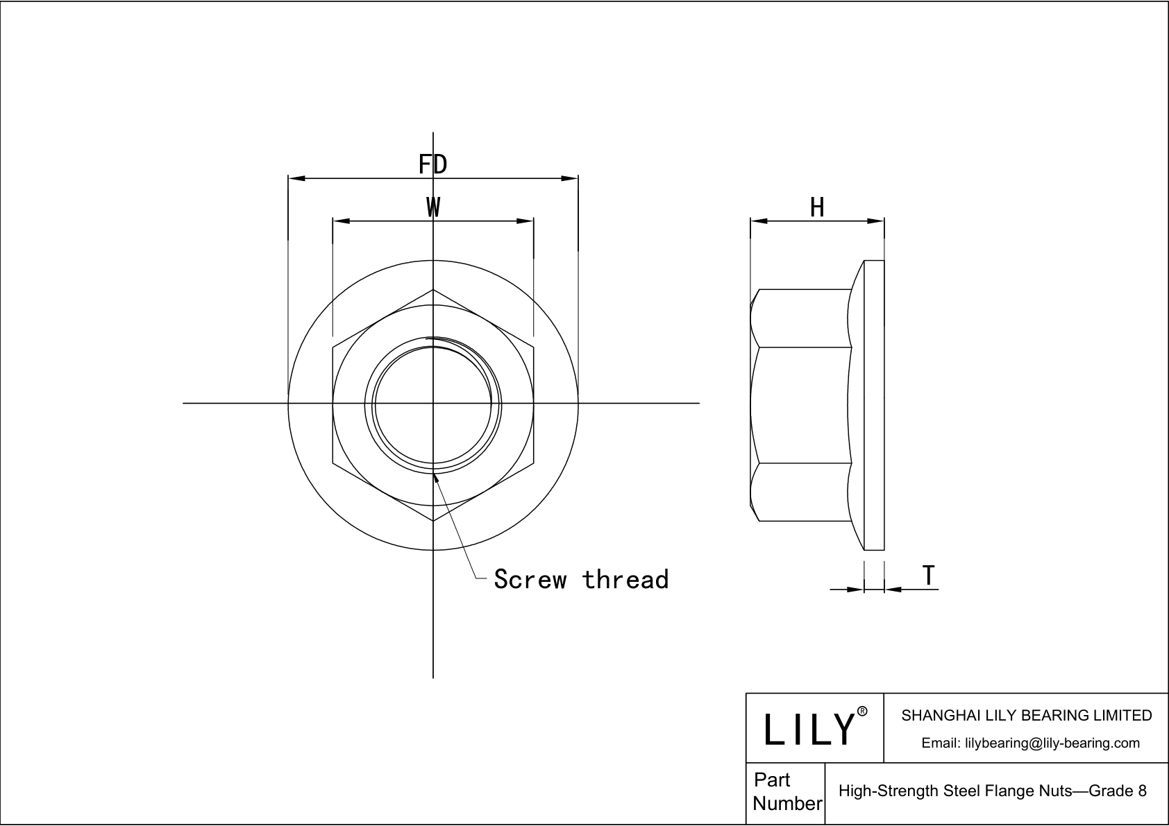 JBAJEABBF High-Strength Steel Flange Nuts—Grade 8 cad drawing