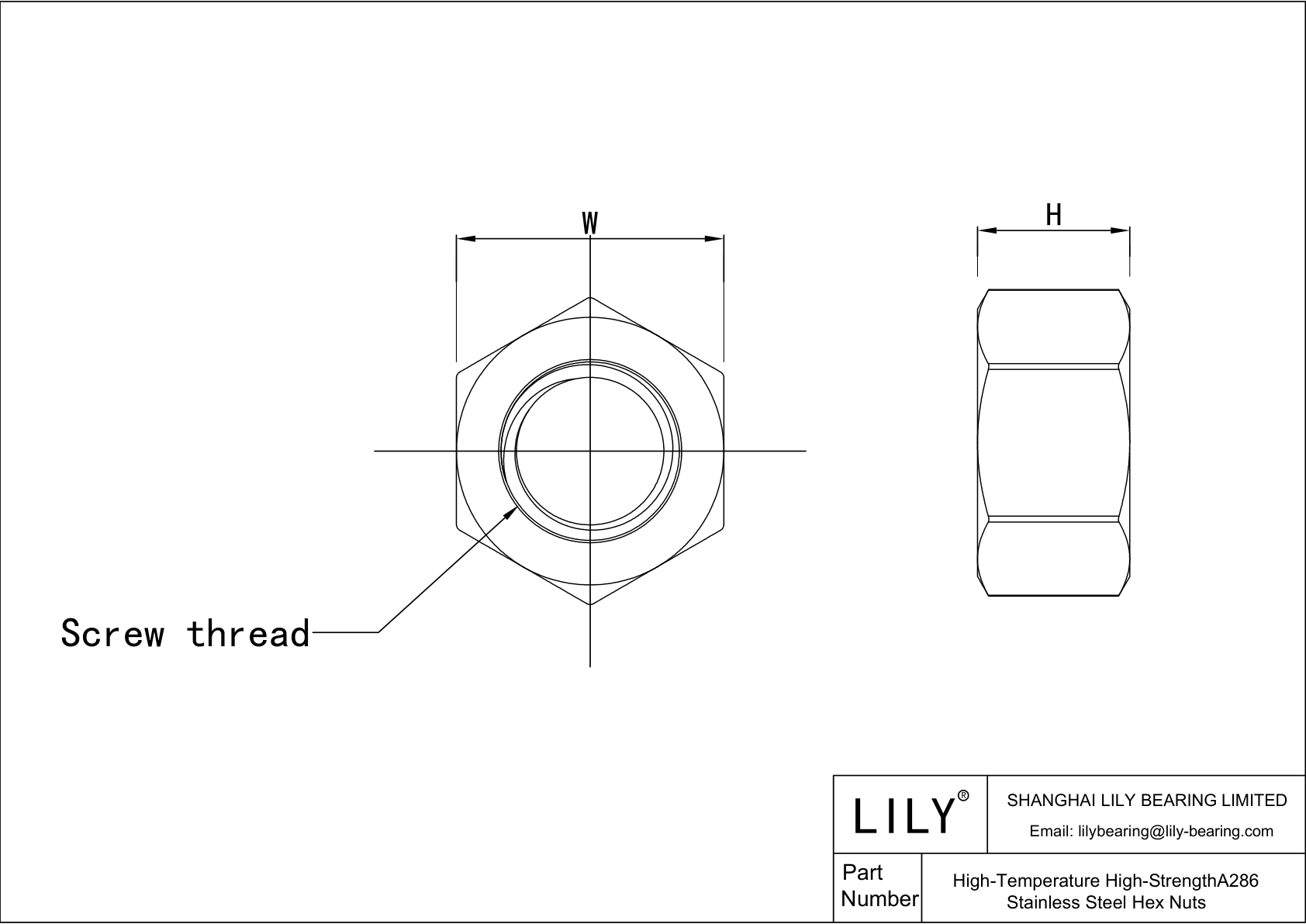 JDAEDADCH 高温高强度 A286 不锈钢六角螺母 cad drawing