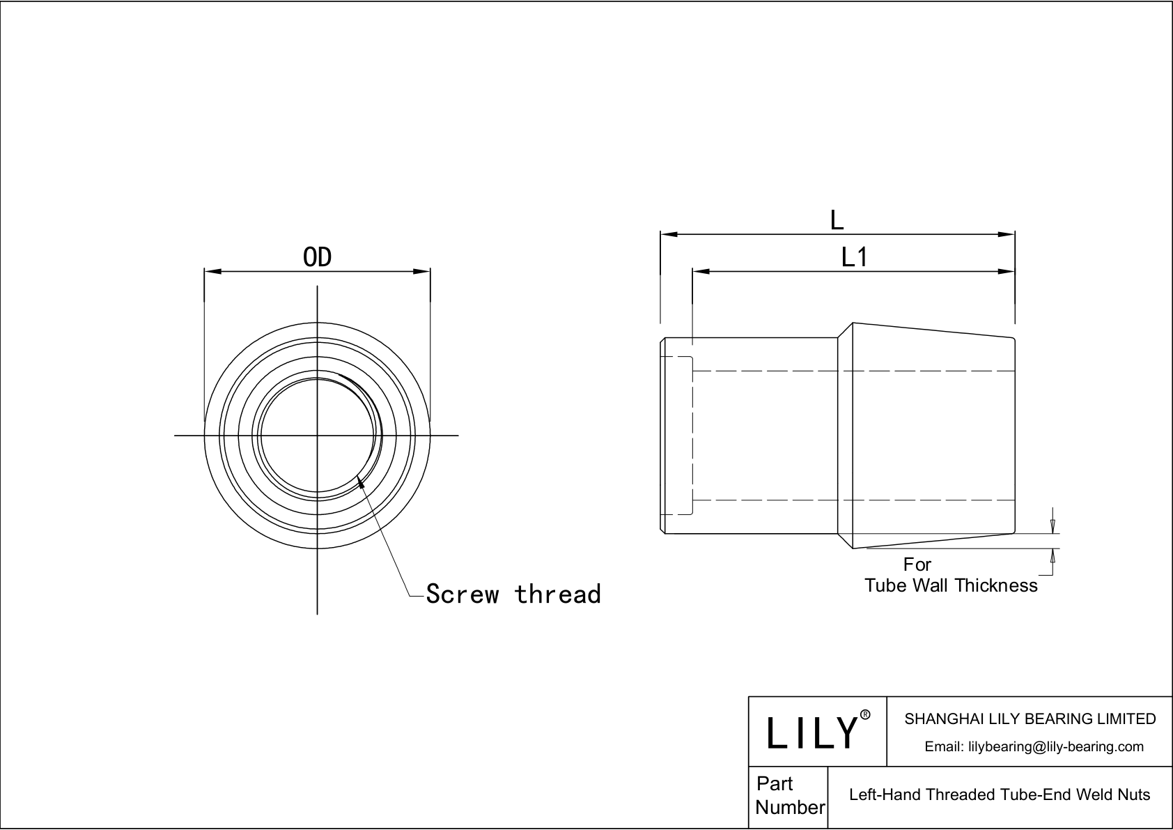 JEGEAAFAI Tuercas para soldar con extremo de tubo roscado a izquierdas cad drawing