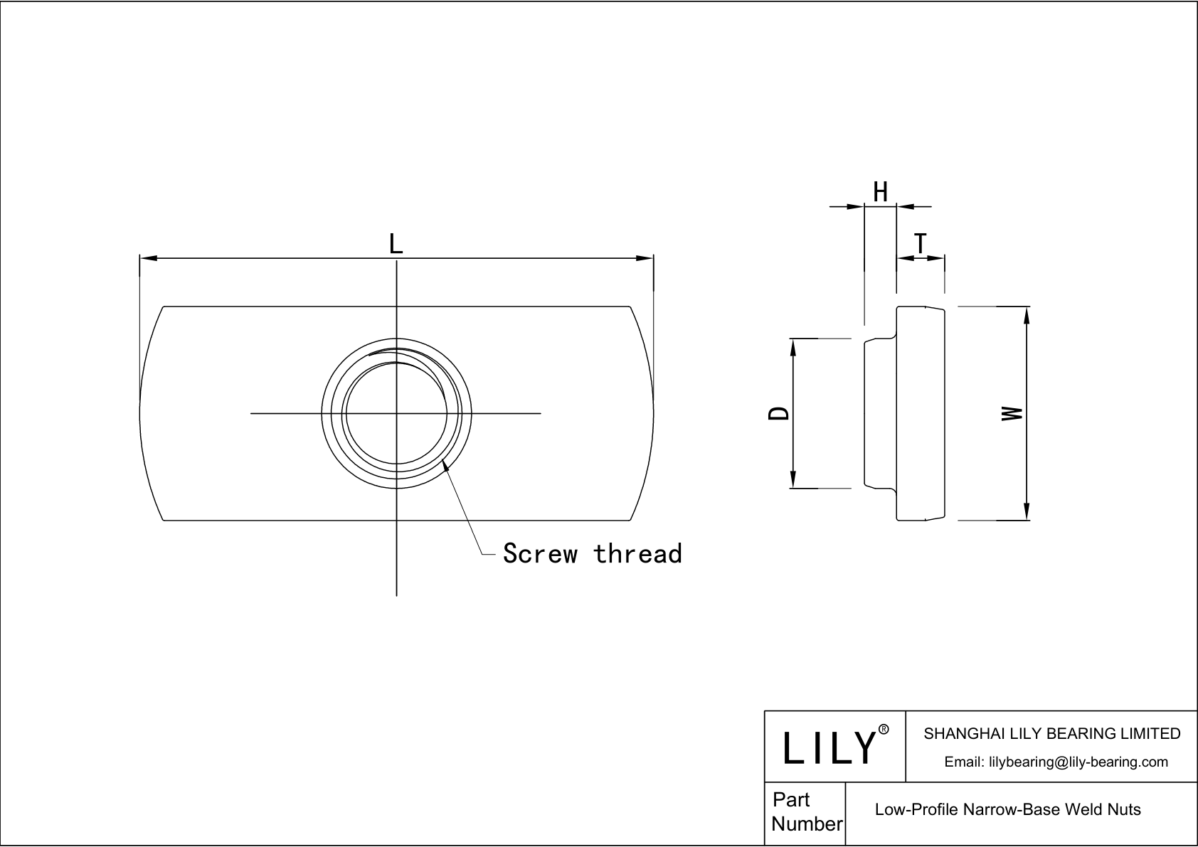 JIAABABEF Low-Profile Narrow-Base Weld Nuts cad drawing