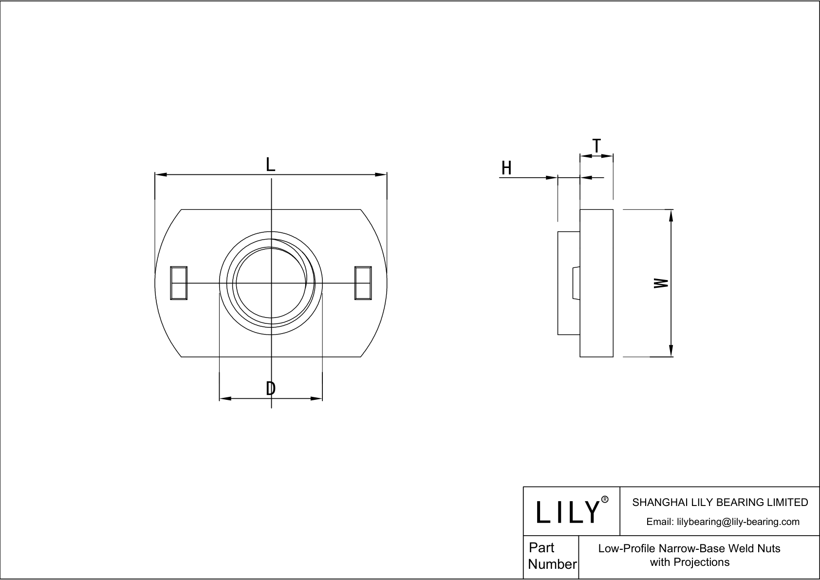 JIGJHAIAA Low-Profile Narrow-Base Weld Nuts with Projections cad drawing