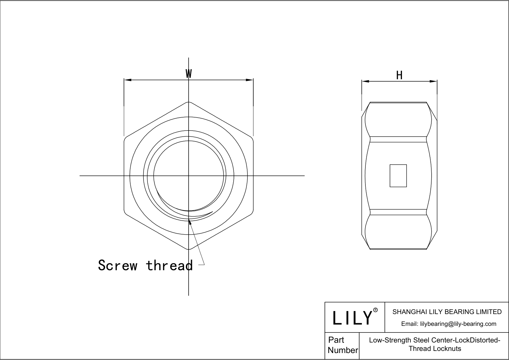 JAAEAABED 低强度钢中心锁扭曲螺纹防松螺母 cad drawing