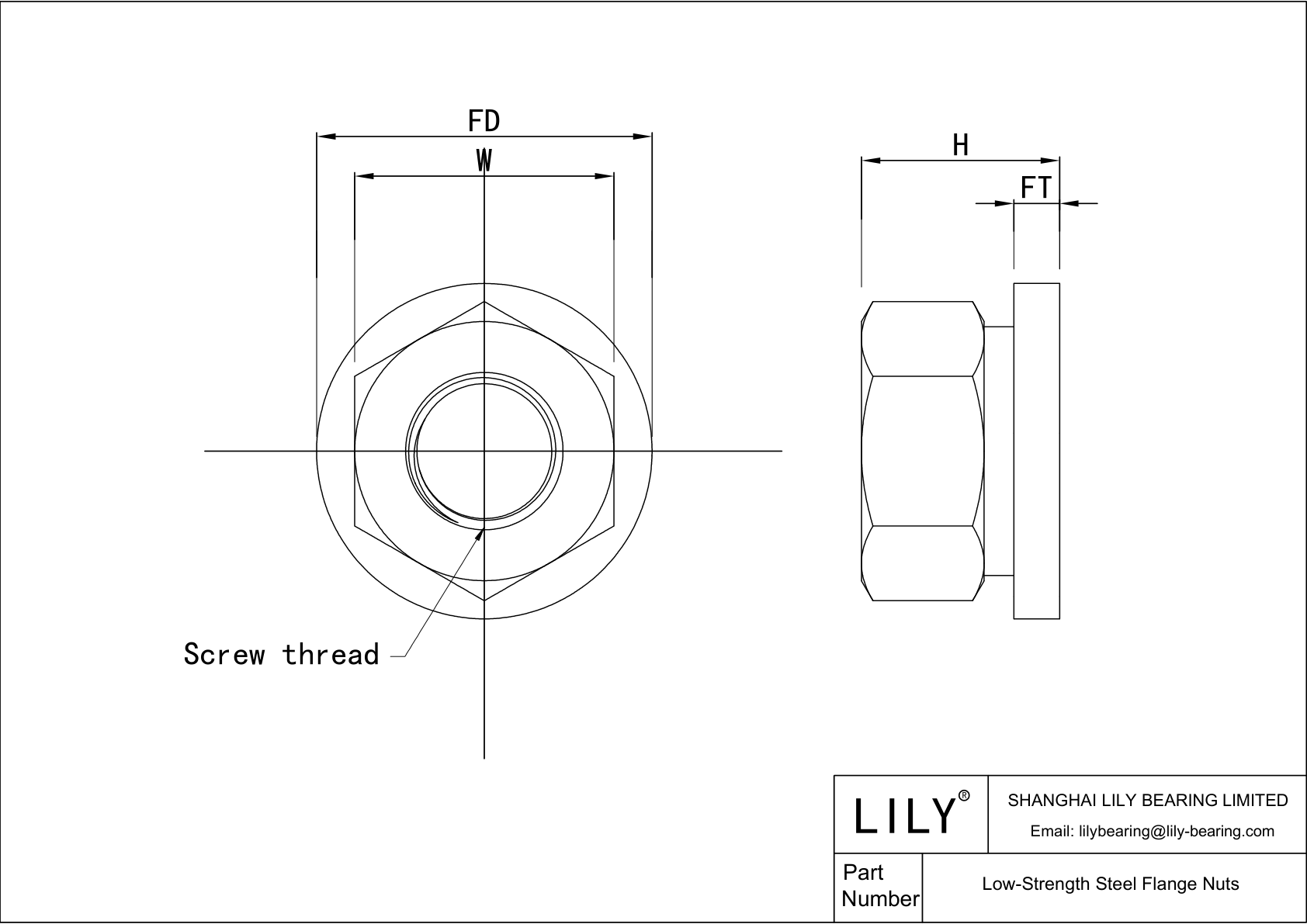 JBADAAECF Low-Strength Steel Flange Nuts cad drawing