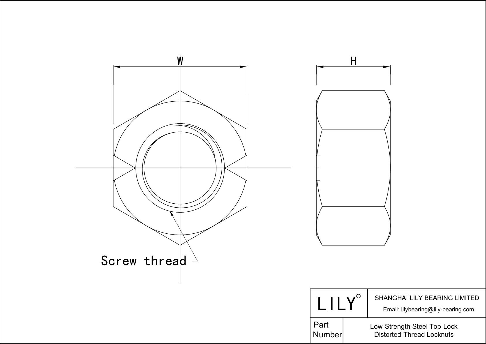 JBIDHACFF Low-Strength Steel Top-Lock Distorted-Thread Locknuts cad drawing