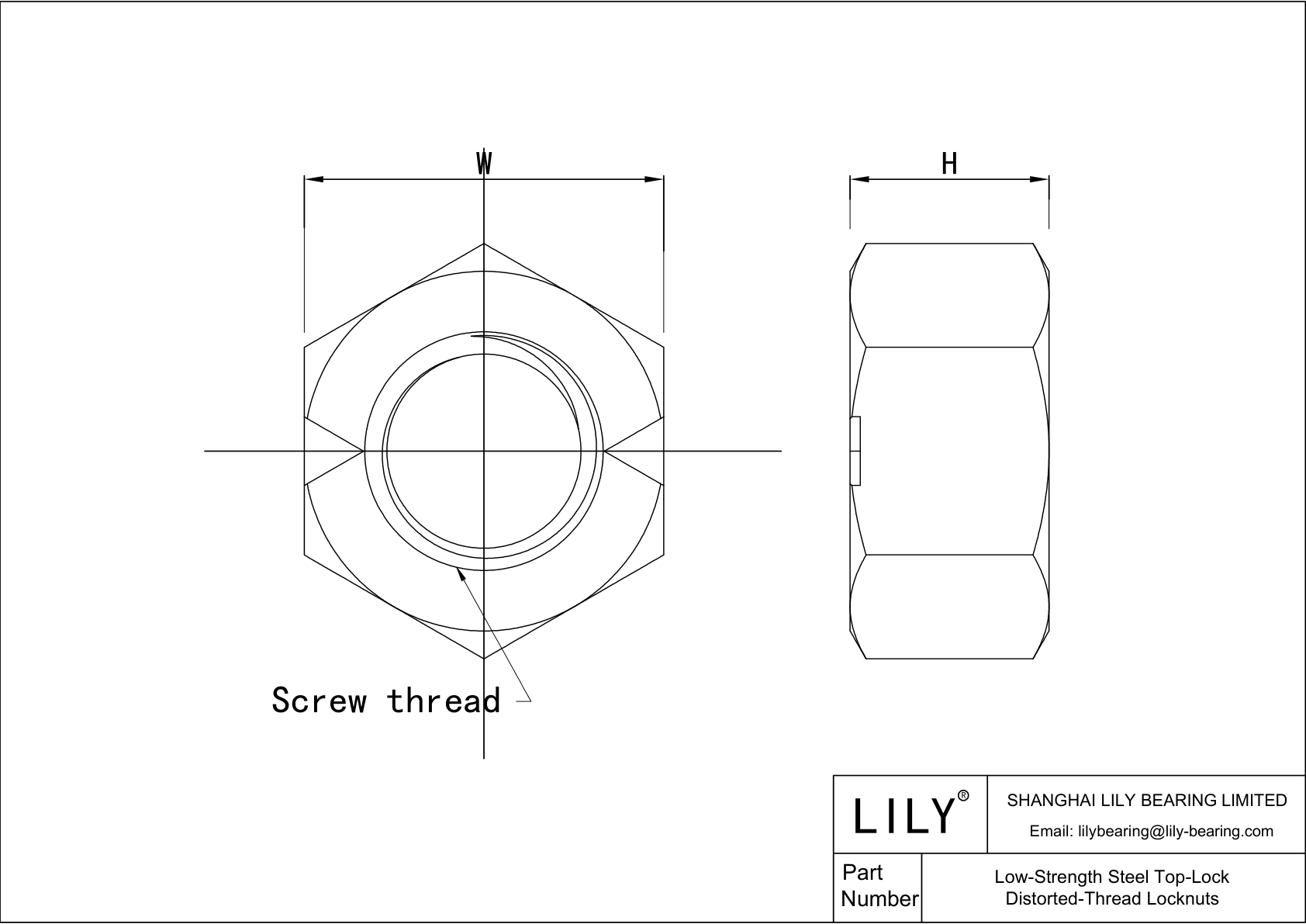 JBIDHAACJ 低强度钢顶锁扭曲螺纹防松螺母 cad drawing