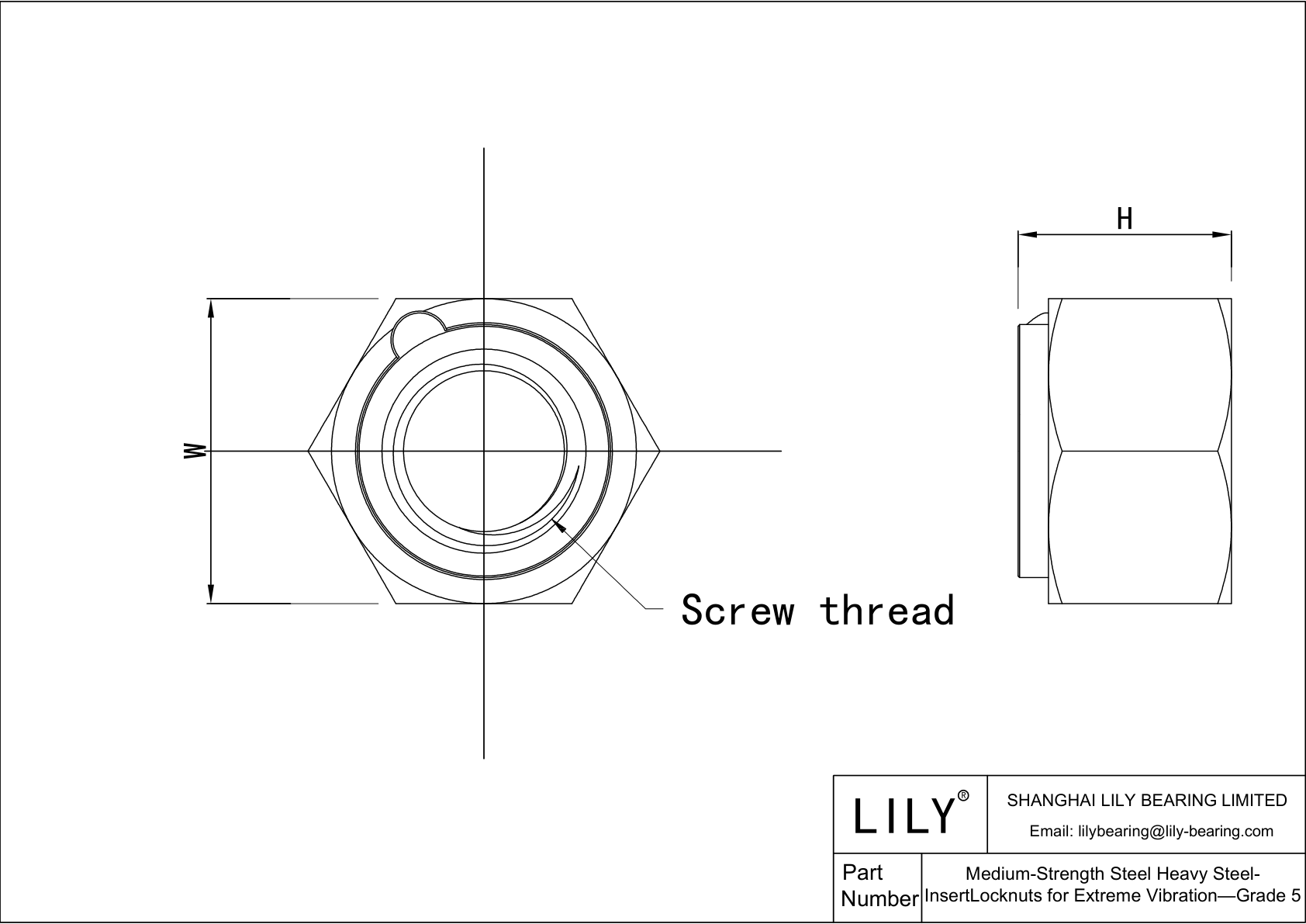 JAGCBAADI Acero de resistencia media Tuercas insertables de acero pesado para vibraciones extremas-Grado 5 cad drawing